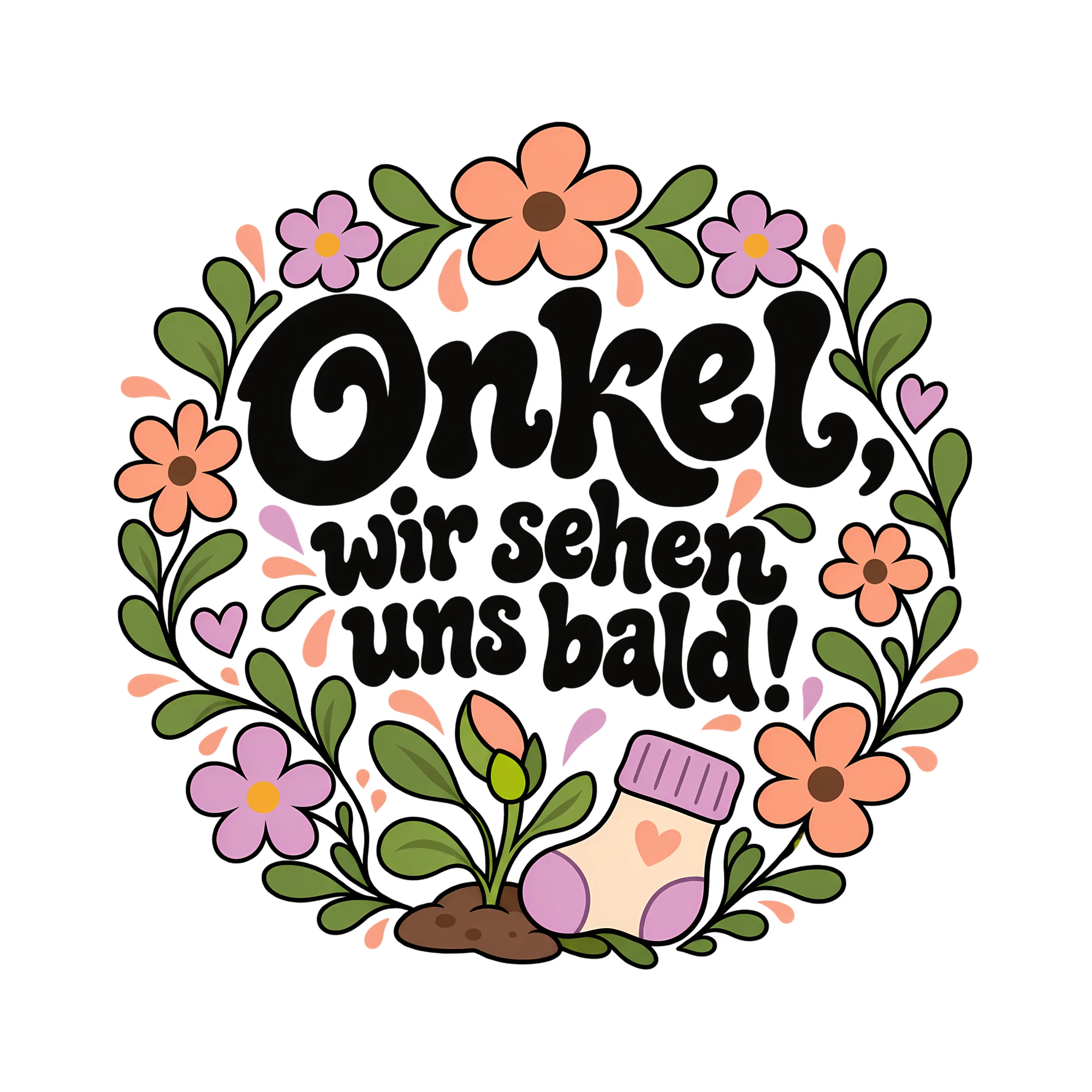 Bügelbild Onkel, wir sehen uns bald! als Grafik auf weißem Hintergrund (BB013339)