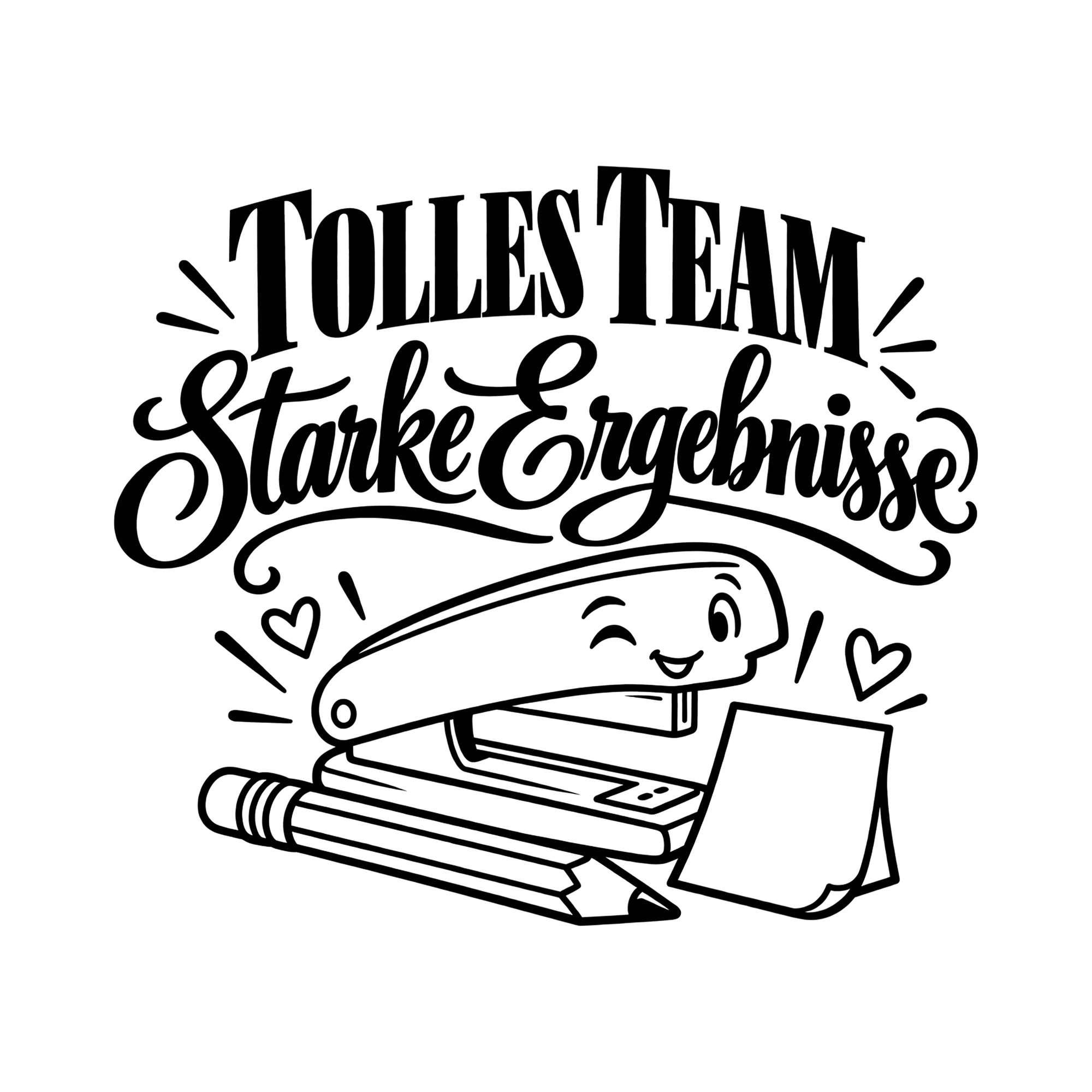 Bügelbild Tolles Team starke Ergebnisse als Grafik auf weißem Hintergrund (BB011619)