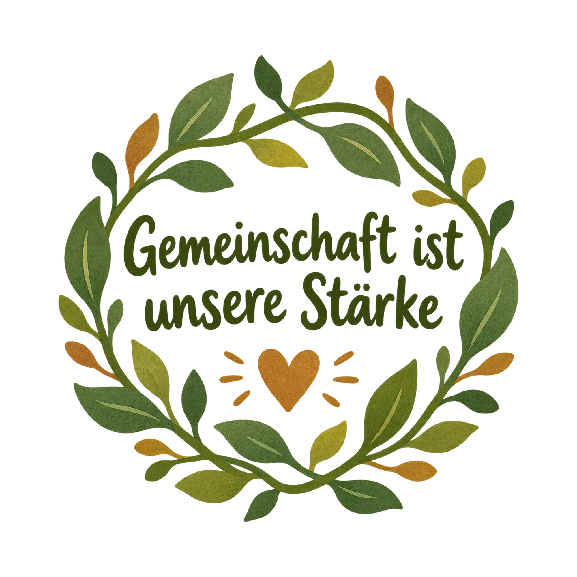 Bügelbild Gemeinschaft ist unsere Stärke, Vereine Shirt Spruch als Grafik auf weißem Hintergrund (BB016685)