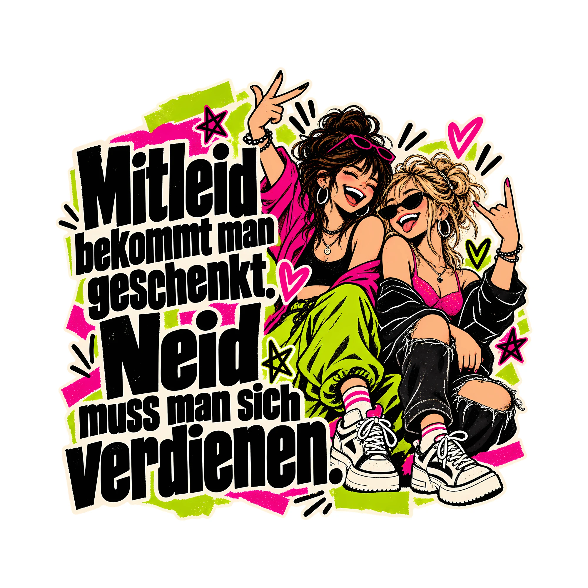 Bügelbild Mitleid bekommt man geschenkt., Lustiger Shirt Spruch als Grafik auf weißem Hintergrund (BB014706)