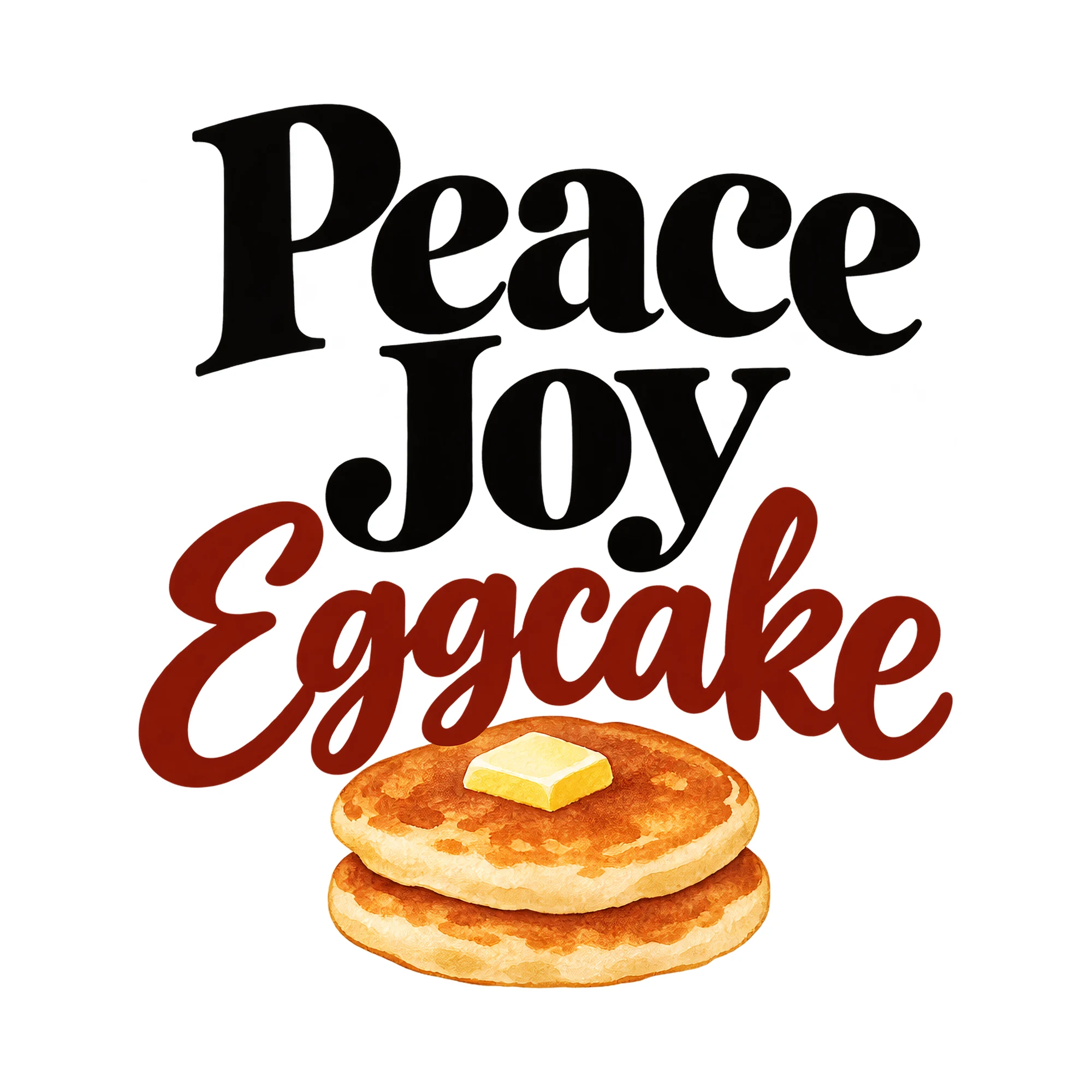 Bügelbild Peace Joy Eggcake, Lustiger Shirt Spruch als Grafik auf weißem Hintergrund (BB015790)