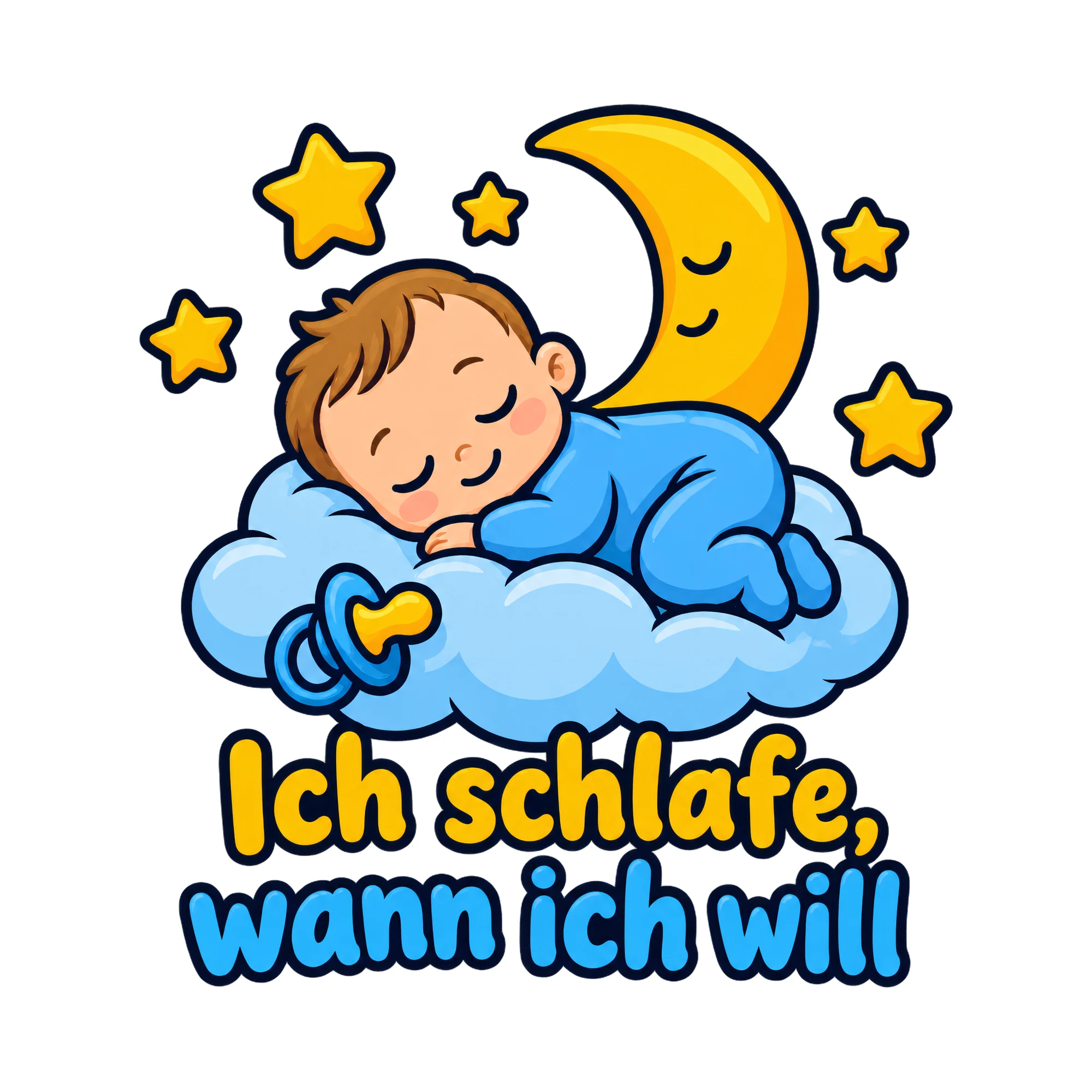 Bügelbild Ich schlafe, wann ich will, Babybody bügeln Motiv als Grafik auf weißem Hintergrund (BB016723)