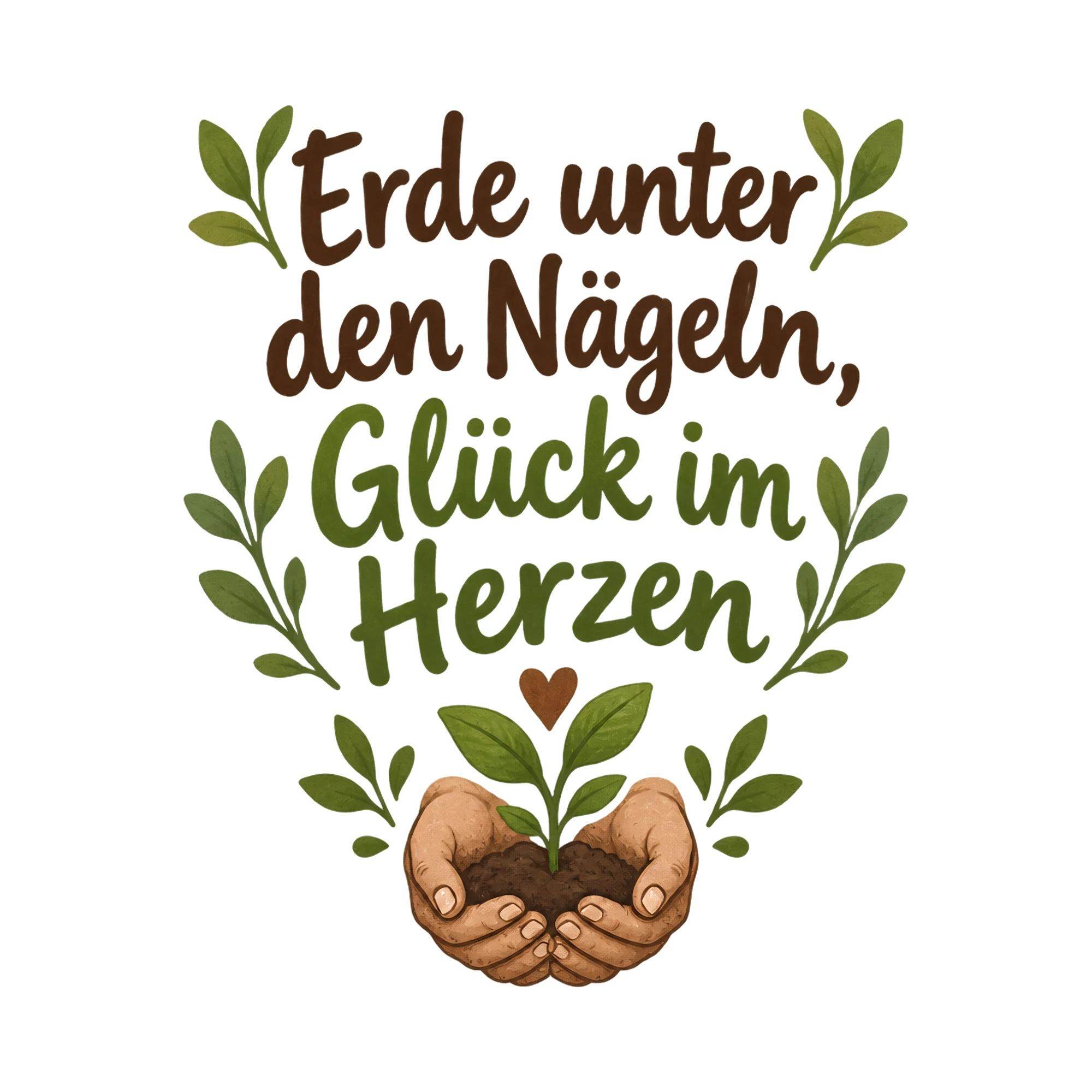 Bügelbild Erde unter den naegeln glueck im als Grafik auf weißem Hintergrund (BB016457)