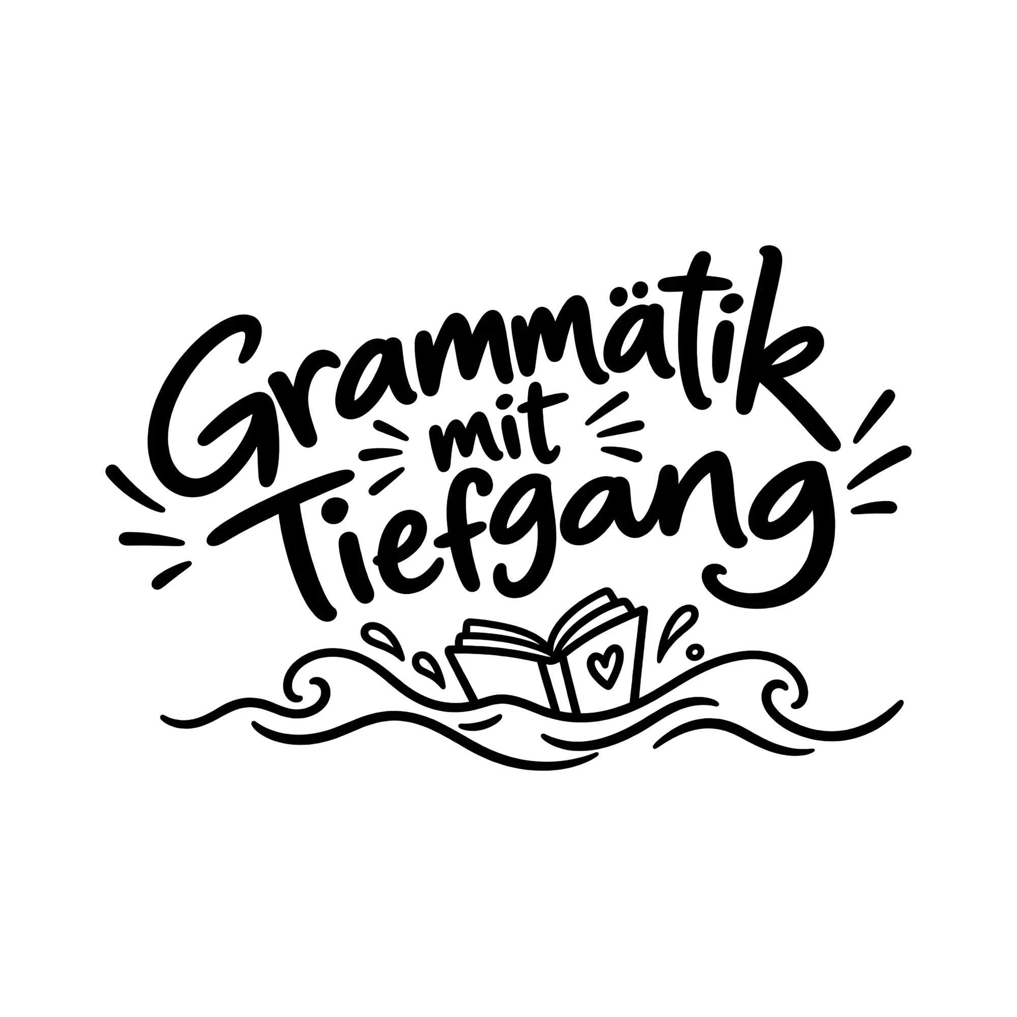 Bügelbild Grammatik mit Tiefgang als Grafik auf weißem Hintergrund (BB014235)