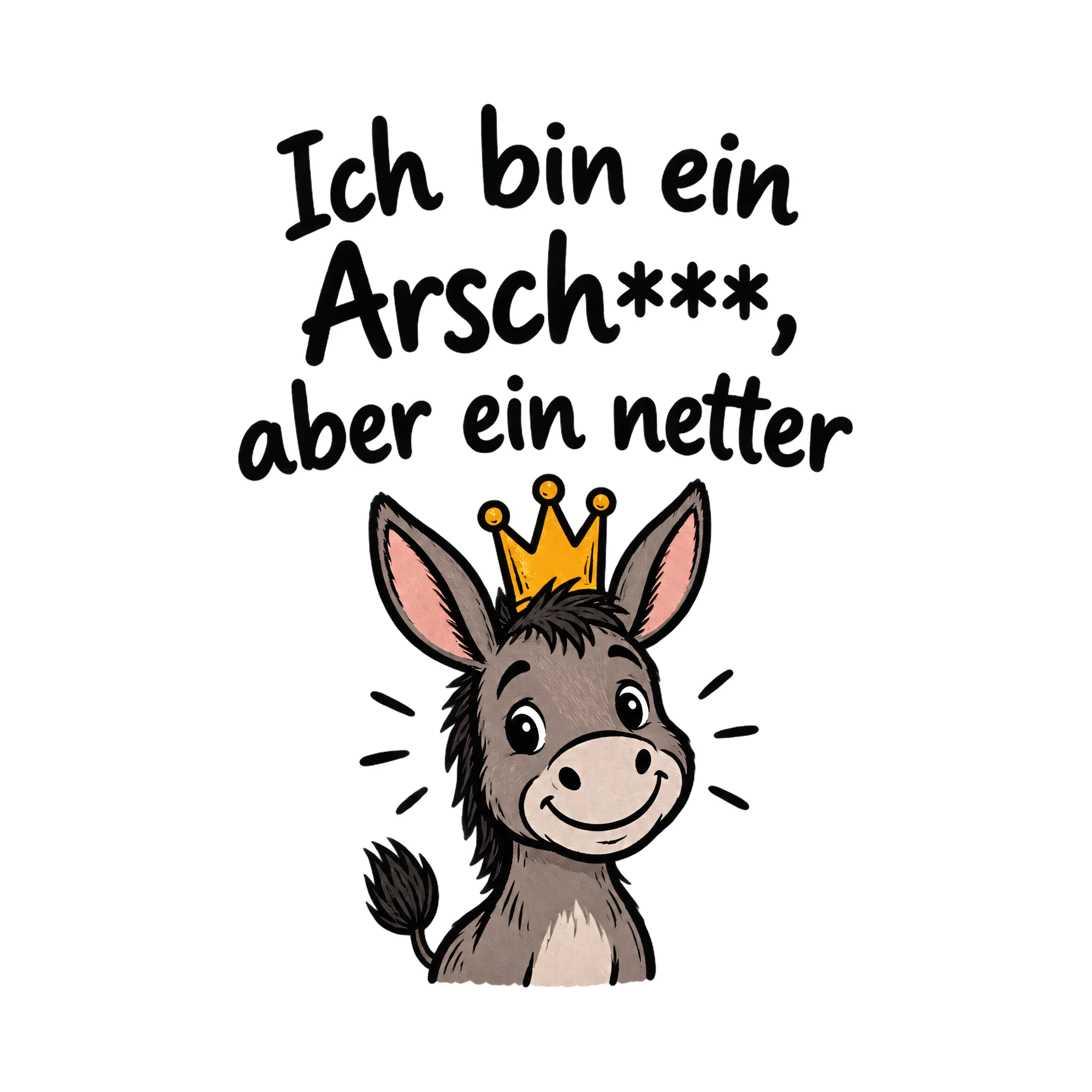 Bügelbild Ich bin ein Arsch***, aber ein netter als Grafik auf weißem Hintergrund (BB019938)