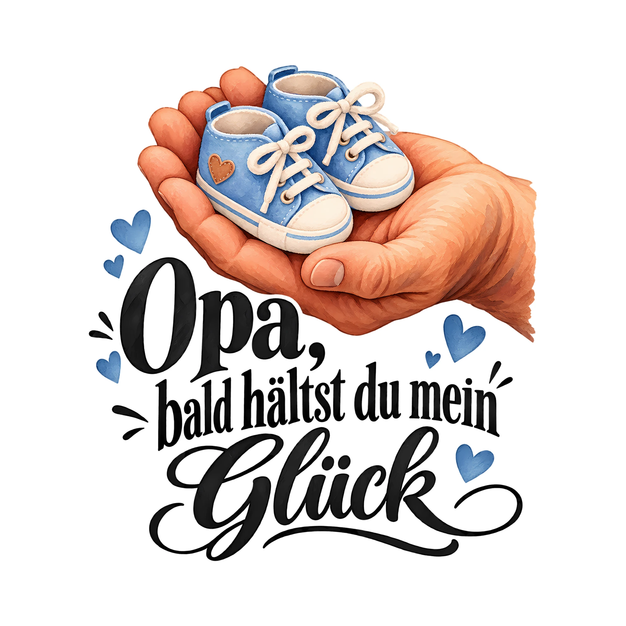 Bügelbild Opa, bald hältst du mein Glück als Grafik auf weißem Hintergrund (BB012508)