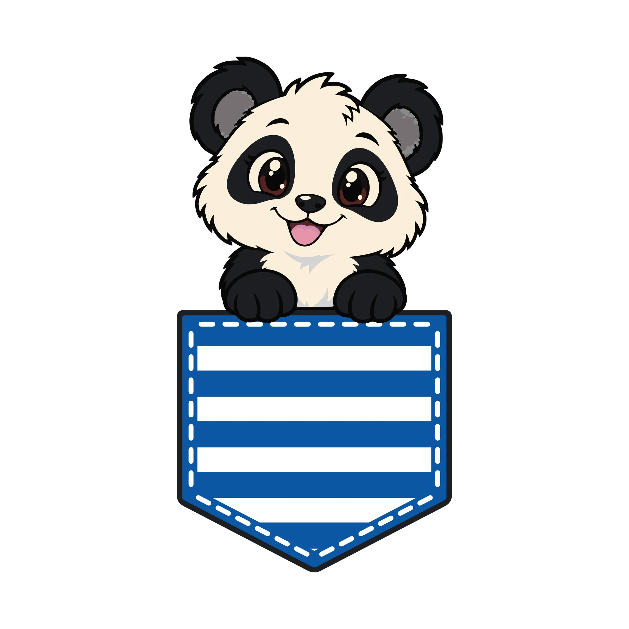 Bügelbild Brusttasche Panda als Grafik auf weißem Hintergrund (BB010658)