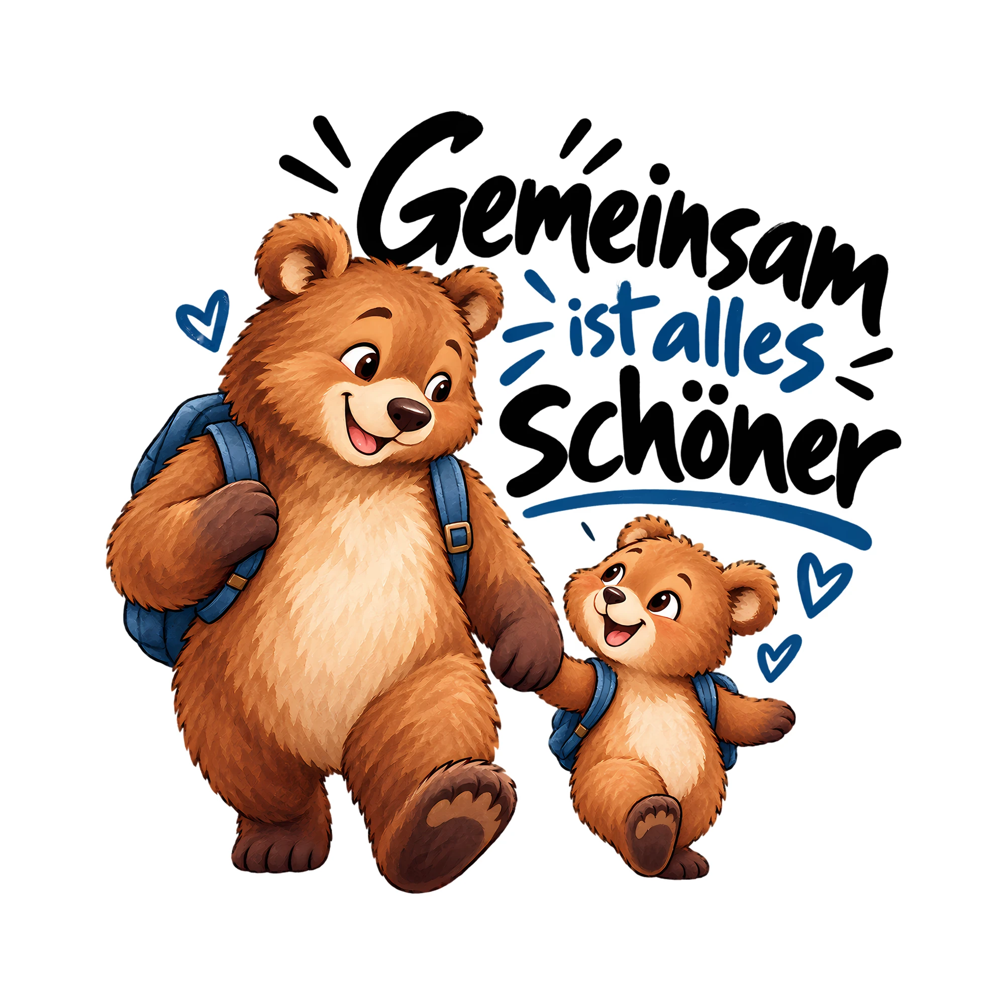 Bügelbild Gemeinsam ist alles schöner als Grafik auf weißem Hintergrund (BB012353)