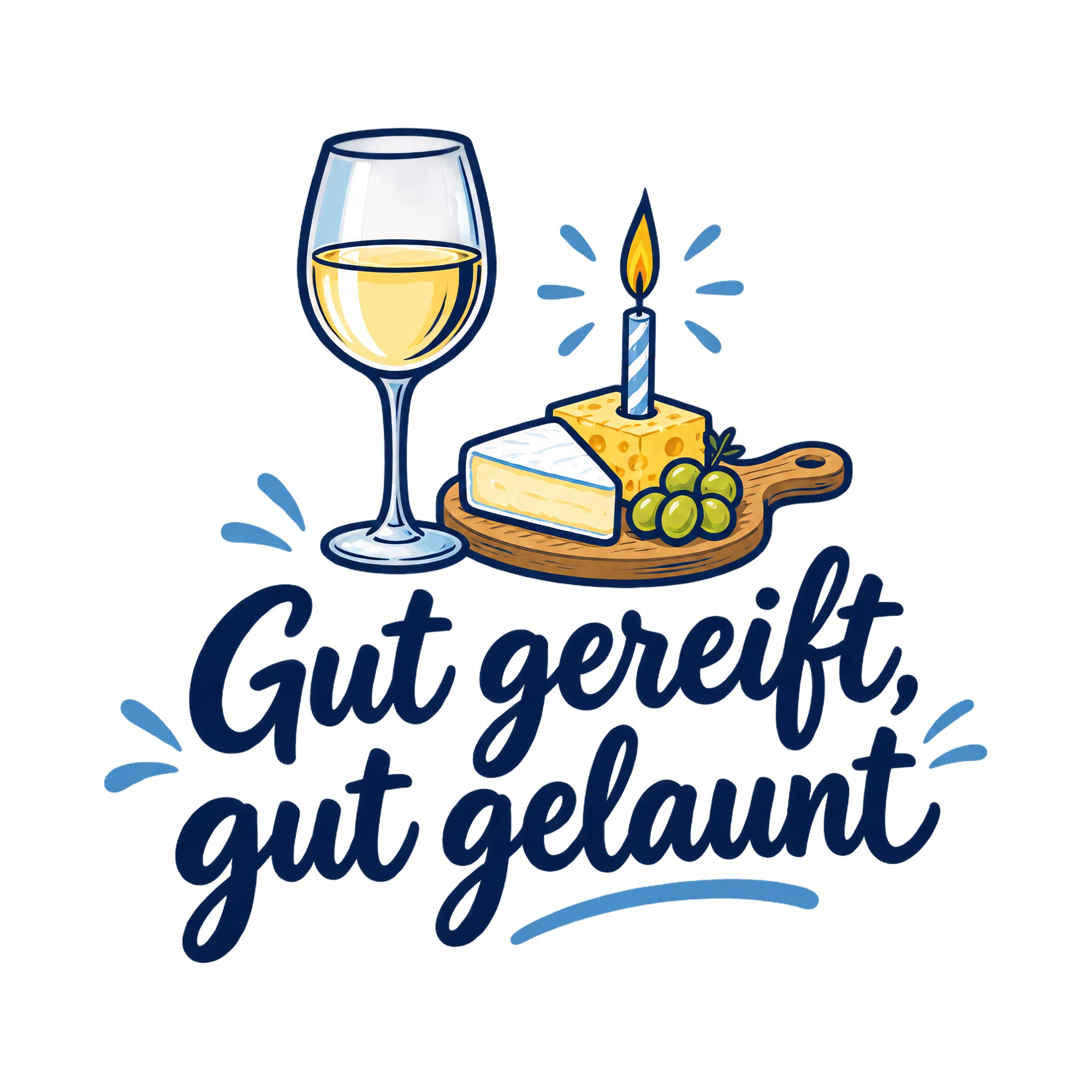 Bügelbild 65 · Gut gereift, gut gelaunt als Grafik auf weißem Hintergrund (BB014466)