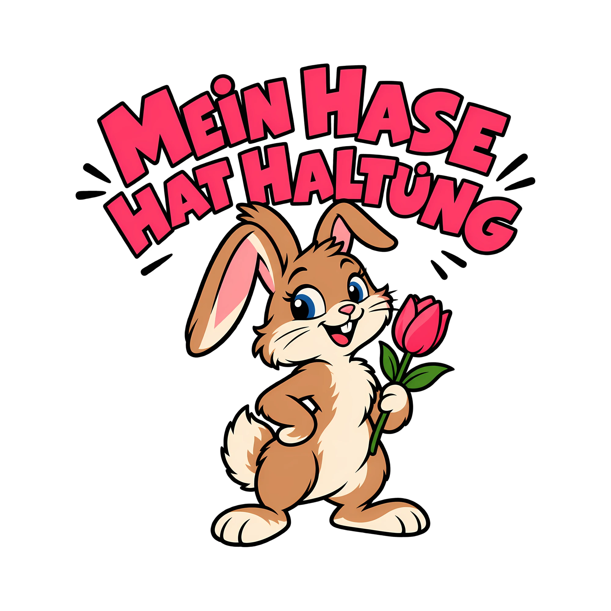 Bügelbild Mein Hase hat Haltung als Grafik auf weißem Hintergrund (BB013346)