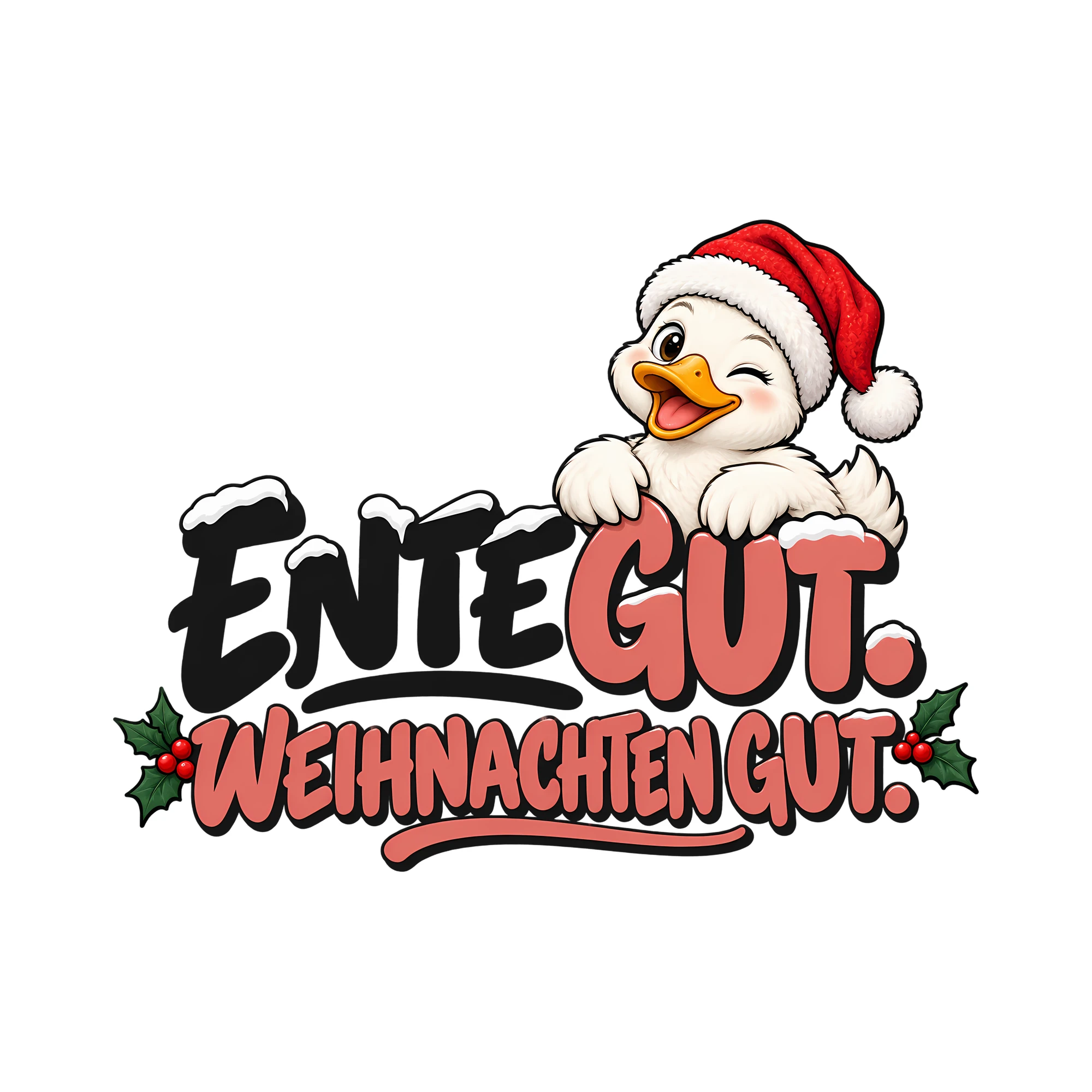 Bügelbild ENTE GUT. WEIHNACHTEN GUT. als Grafik auf weißem Hintergrund (BB013892)