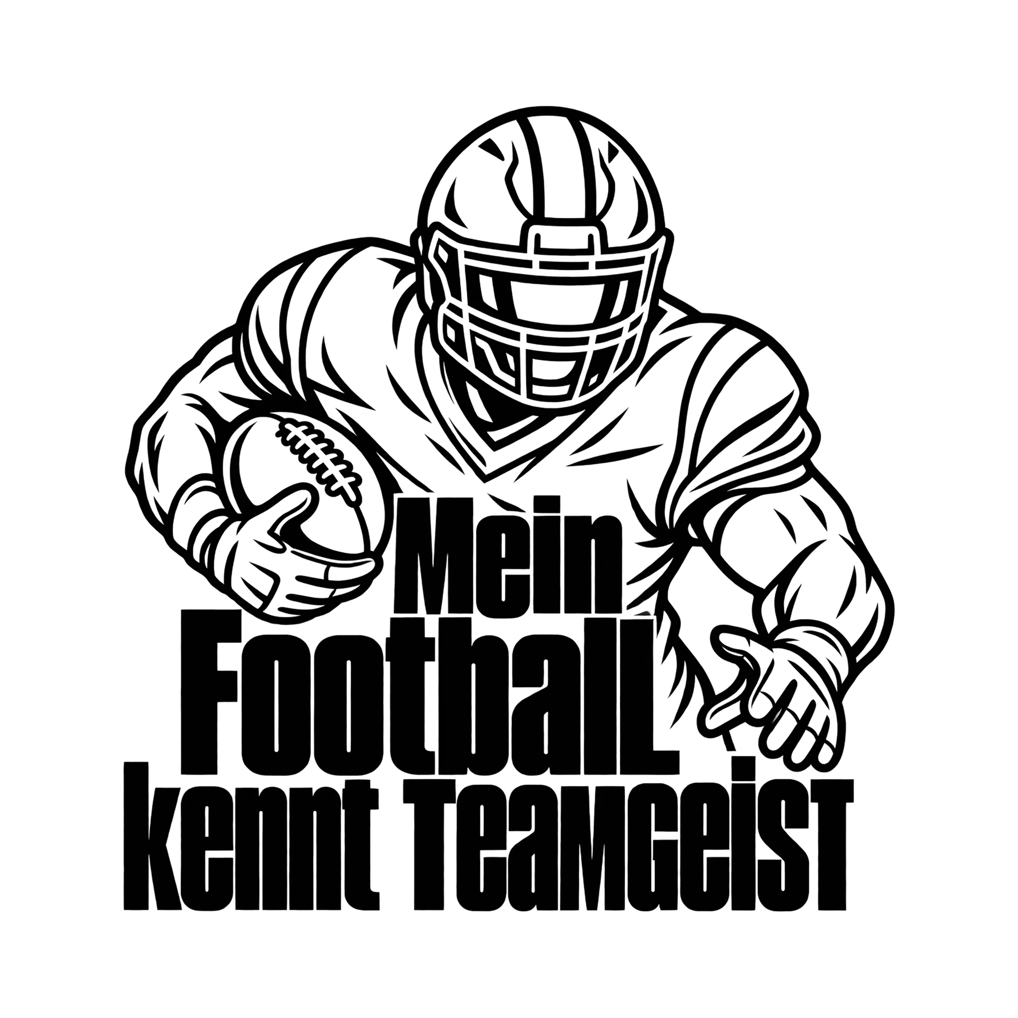 Bügelbild Mein Football kennt Teamgeist als Grafik auf weißem Hintergrund (BB012662)