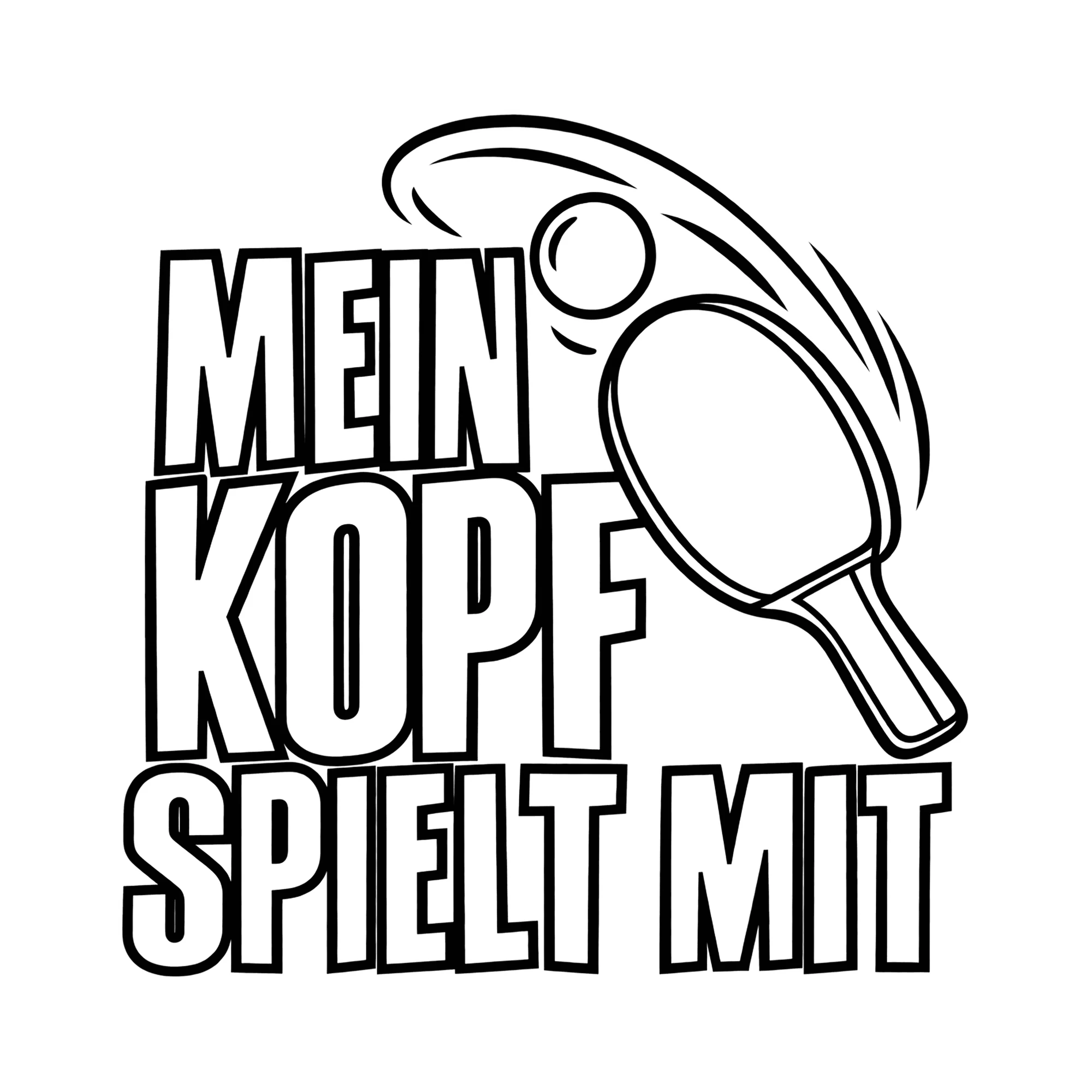 Bügelbild MEIN KOPF SPIELT MIT als Grafik auf weißem Hintergrund (BB014346)