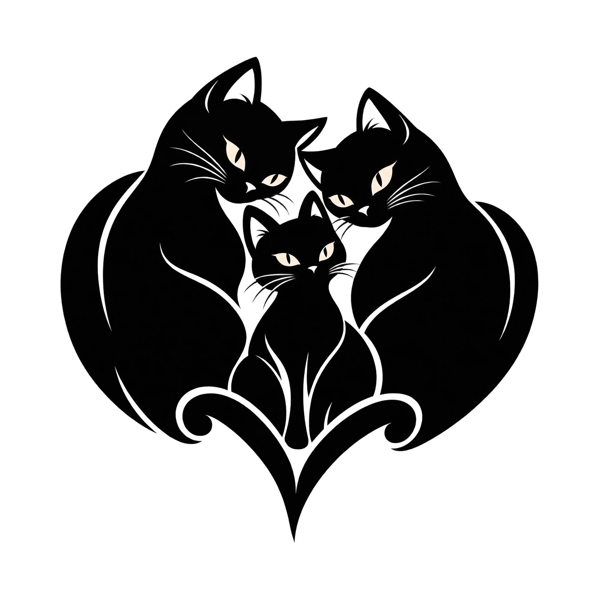 Bügelbild Cat Heart, Tiere Shirt Motiv als Grafik auf weißem Hintergrund (BB016143)