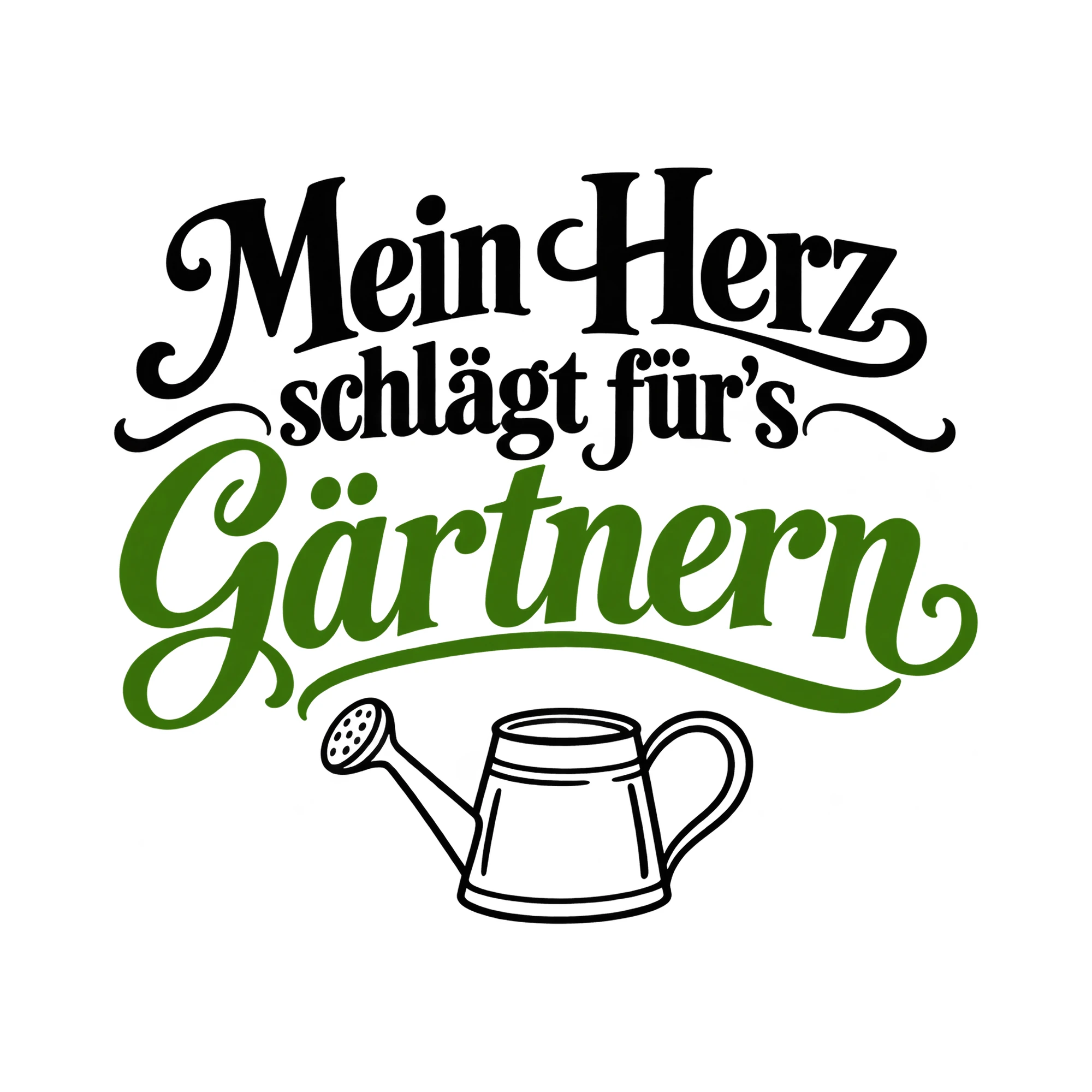 Bügelbild Mein Herz schlägt für's Gärtnern, Lustiger Shirt Spruch als Grafik auf weißem Hintergrund (BB015669)