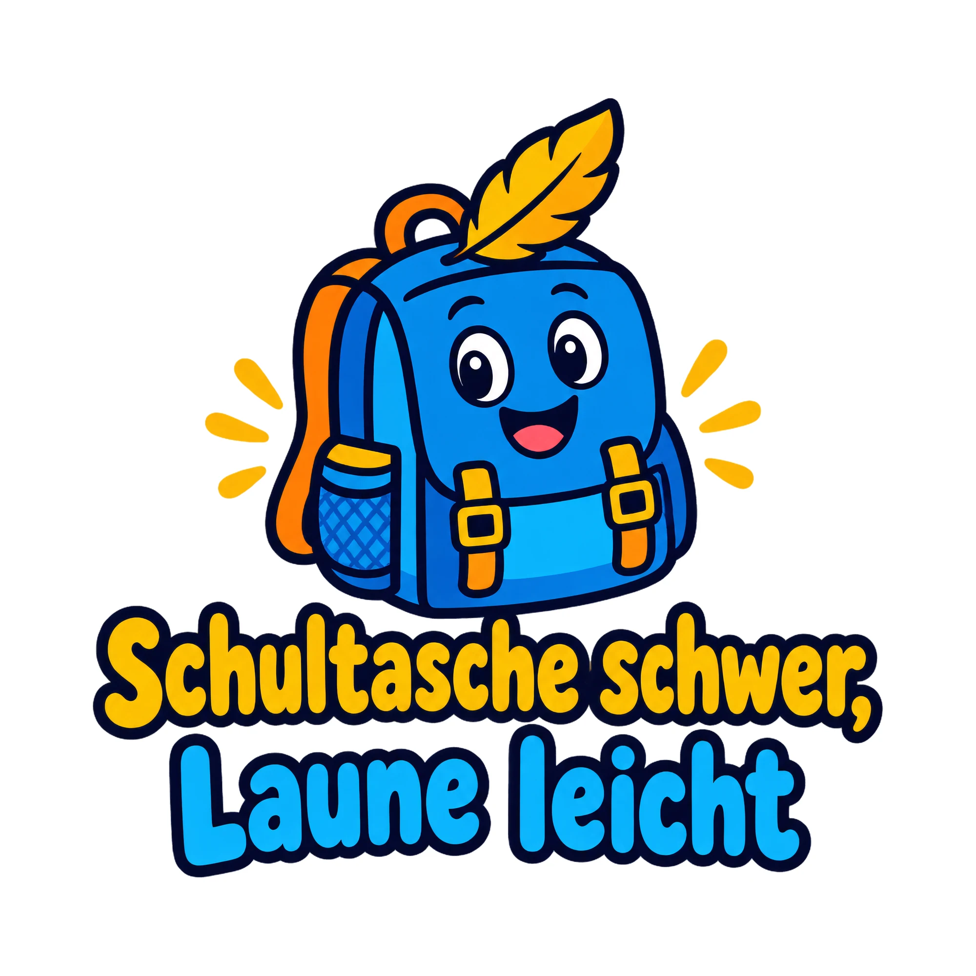 Bügelbild Schultasche schwer, Laune leicht, Lustiger Shirt Spruch als Grafik auf weißem Hintergrund (BB020134)