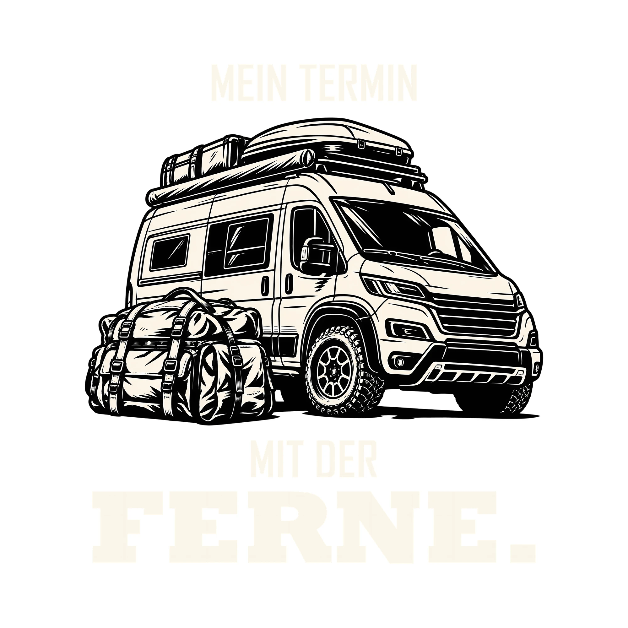 Bügelbild MEIN TERMIN MIT DER FERNE. als Grafik auf weißem Hintergrund (BB012751)