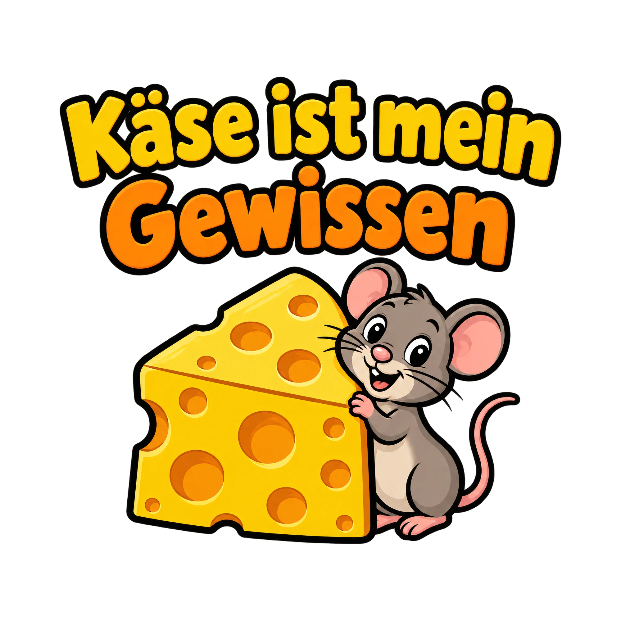 Bügelbild Käse ist mein Gewissen als Grafik auf weißem Hintergrund (BB018484)