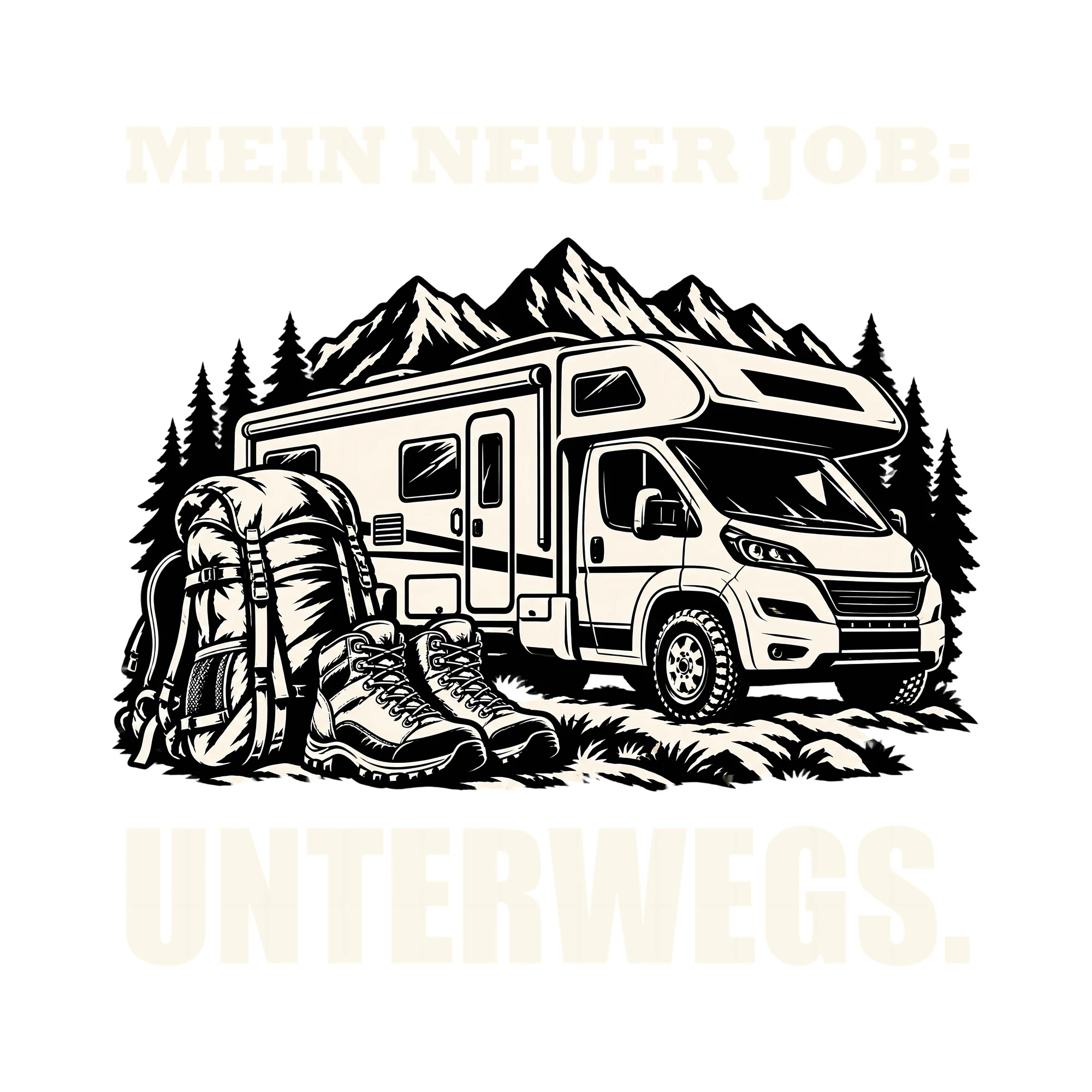 Bügelbild MEIN NEUER JOB: UNTERWEGS. als Grafik auf weißem Hintergrund (BB011537)
