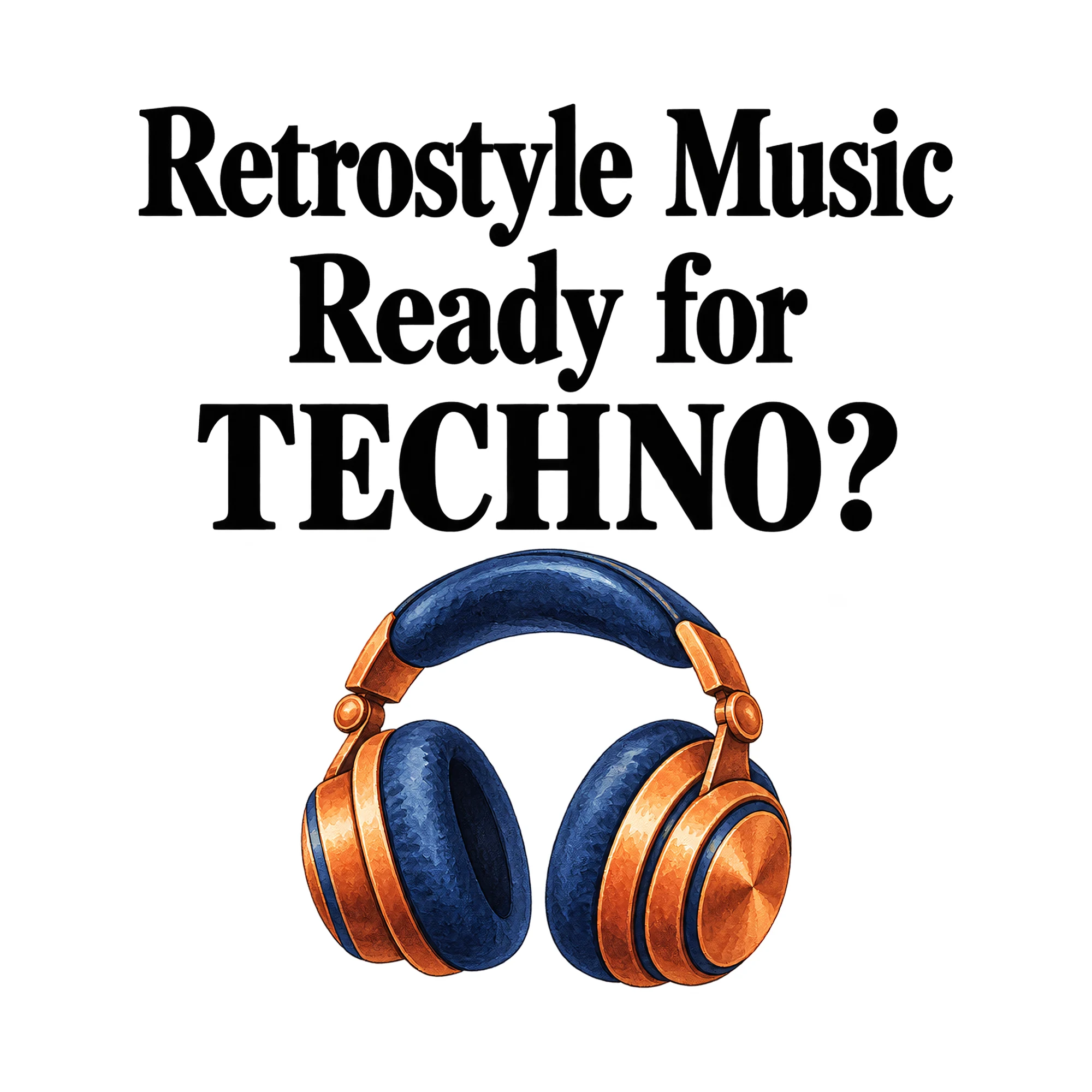 Bügelbild Retrostyle Music Ready for TECHNO?, Hobby Shirt Spruch als Grafik auf weißem Hintergrund (BB015262)