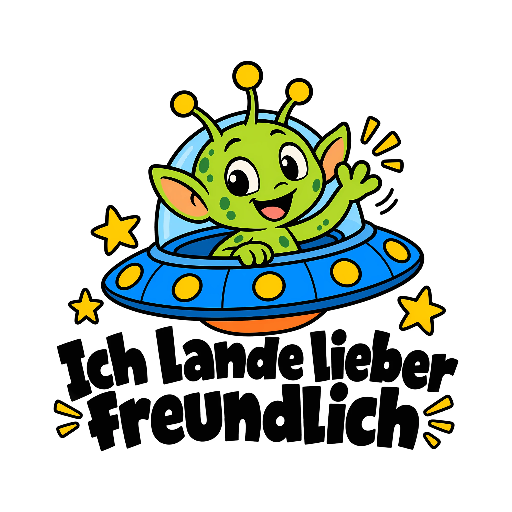 Bügelbild Ich lande lieber freundlich als Grafik auf weißem Hintergrund (BB012281)