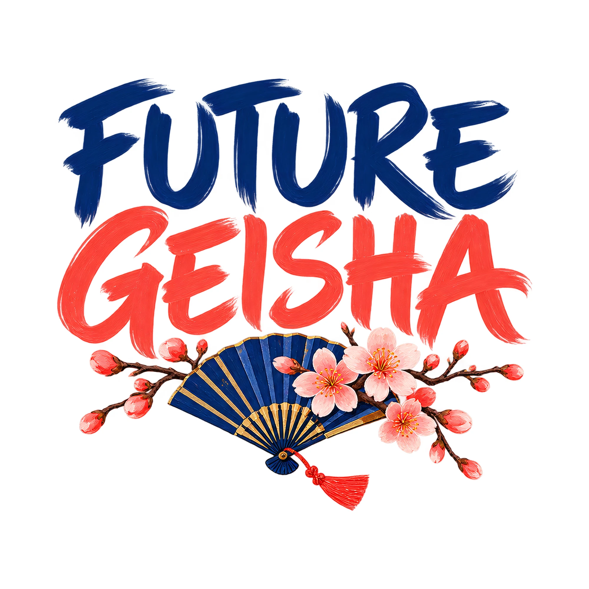 Bügelbild Future Geisha, Lustiger Shirt Spruch als Grafik auf weißem Hintergrund (BB017583)
