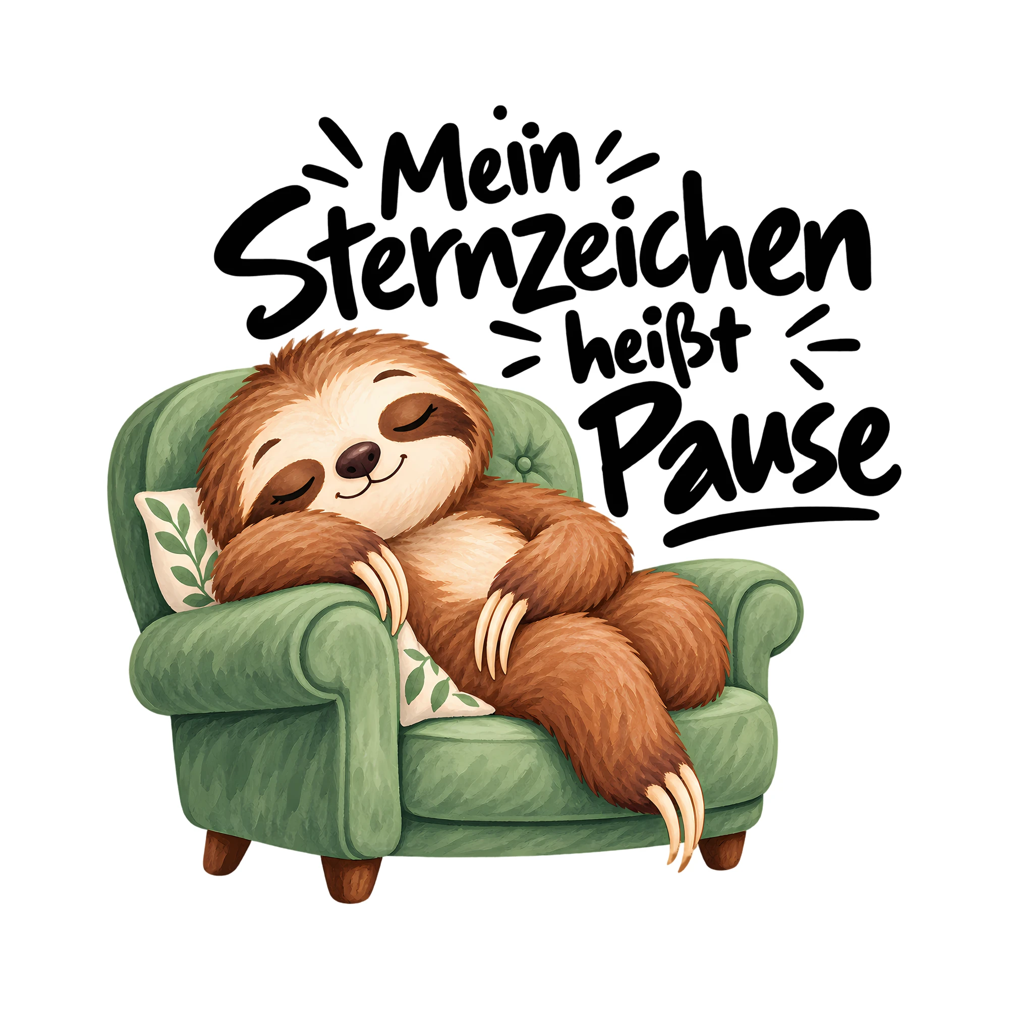 Bügelbild Mein Sternzeichen heißt Pause als Grafik auf weißem Hintergrund (BB012946)