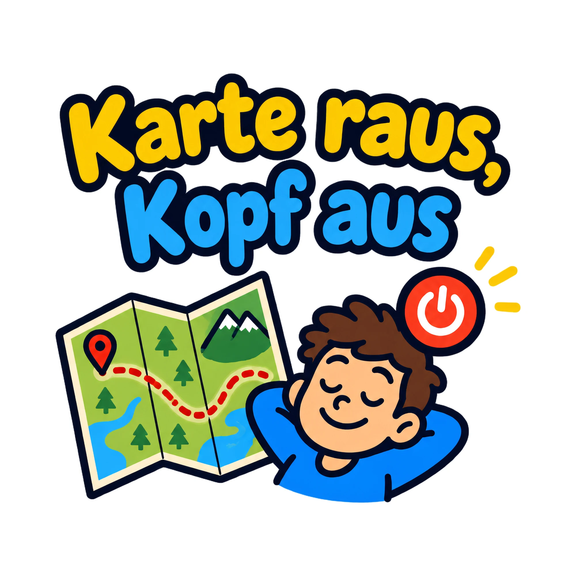 Bügelbild Karte raus, Kopf aus als Grafik auf weißem Hintergrund (BB019672)