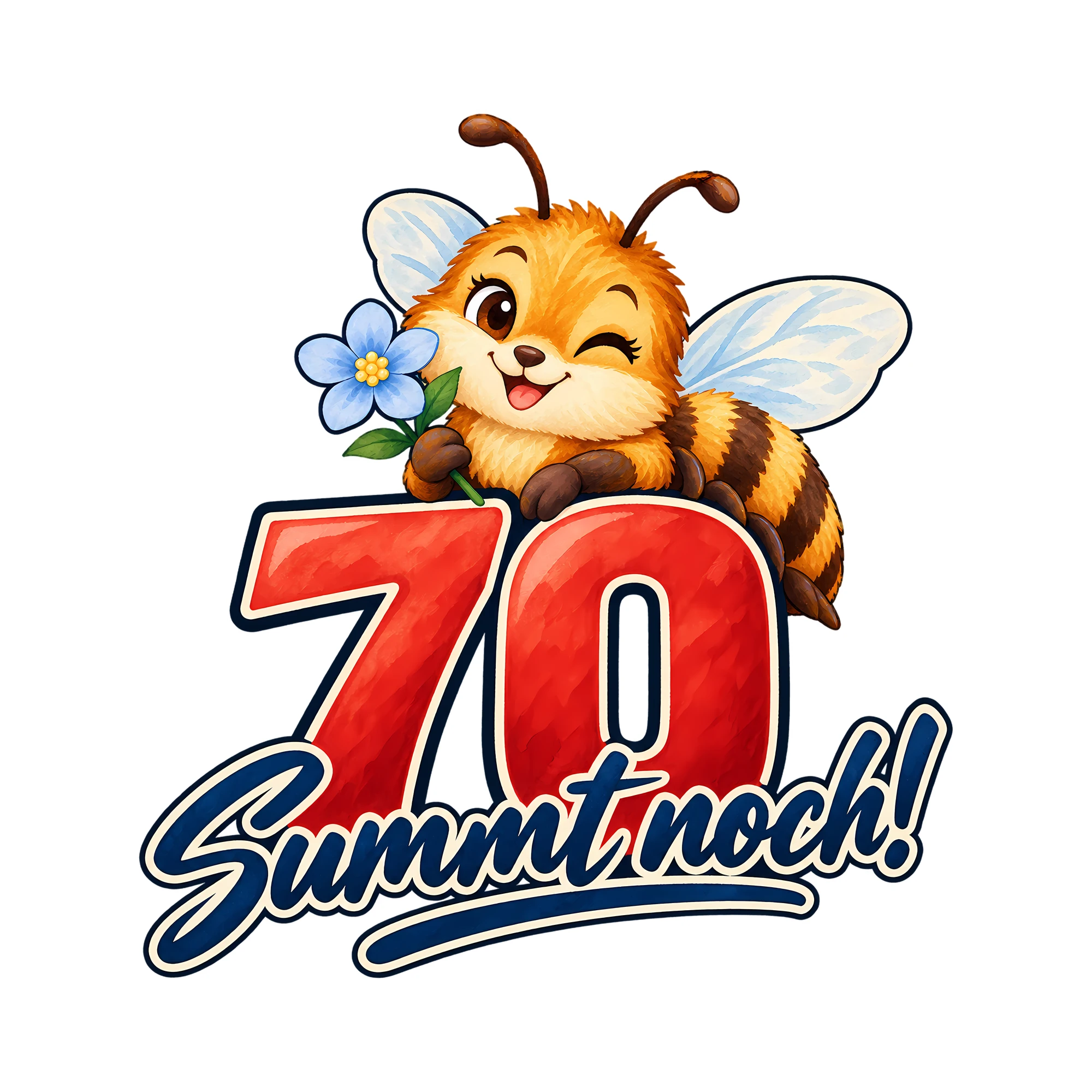 Bügelbild 70 Summt noch! als Grafik auf weißem Hintergrund (BB012566)