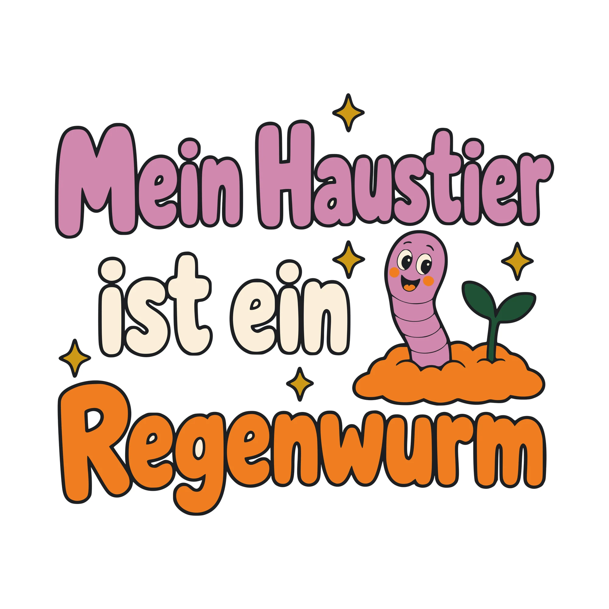 Bügelbild Mein Haustier ist ein Regenwurm als Grafik auf weißem Hintergrund (BB010461)