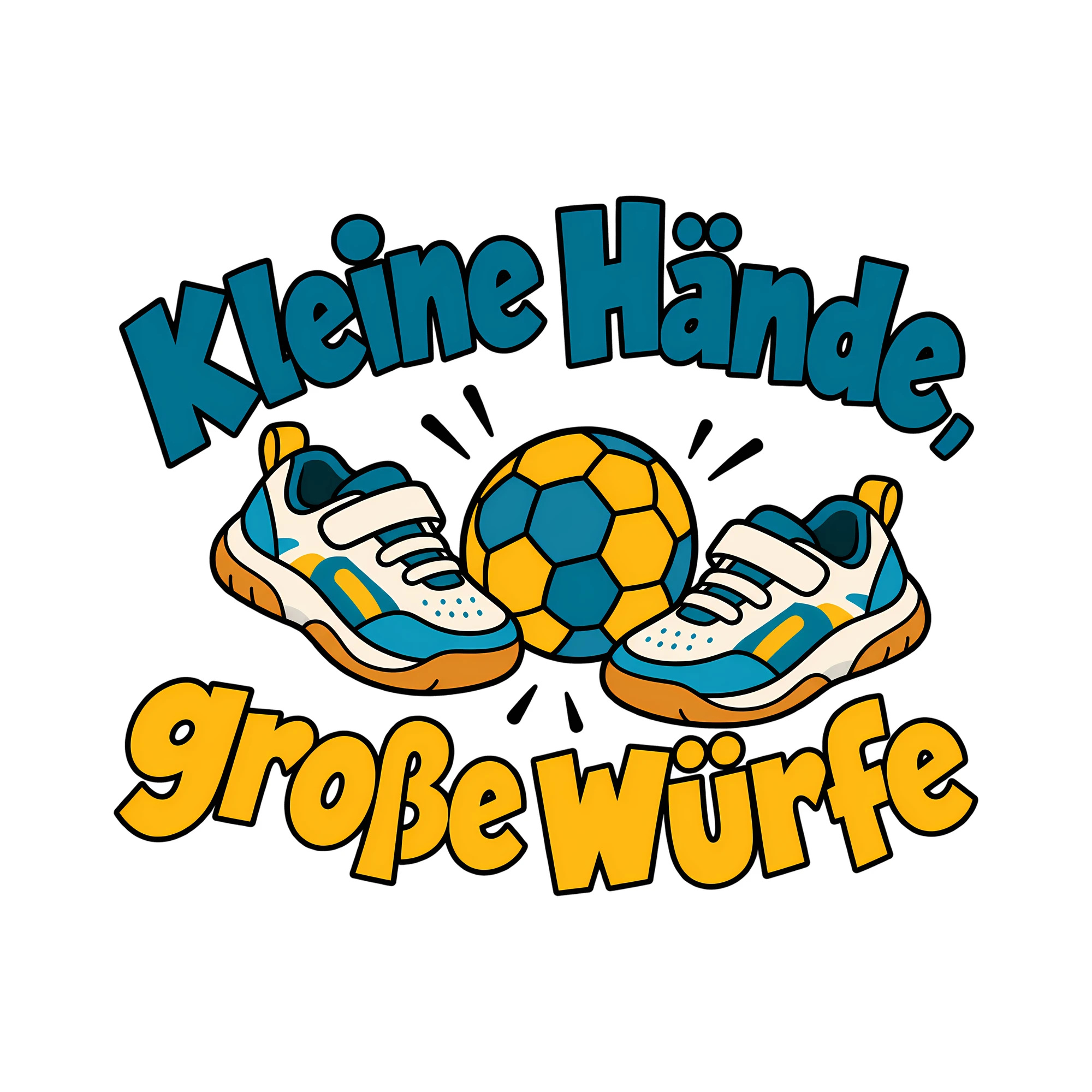 Bügelbild Kleine Hände, große Würfe als Grafik auf weißem Hintergrund (BB013827)