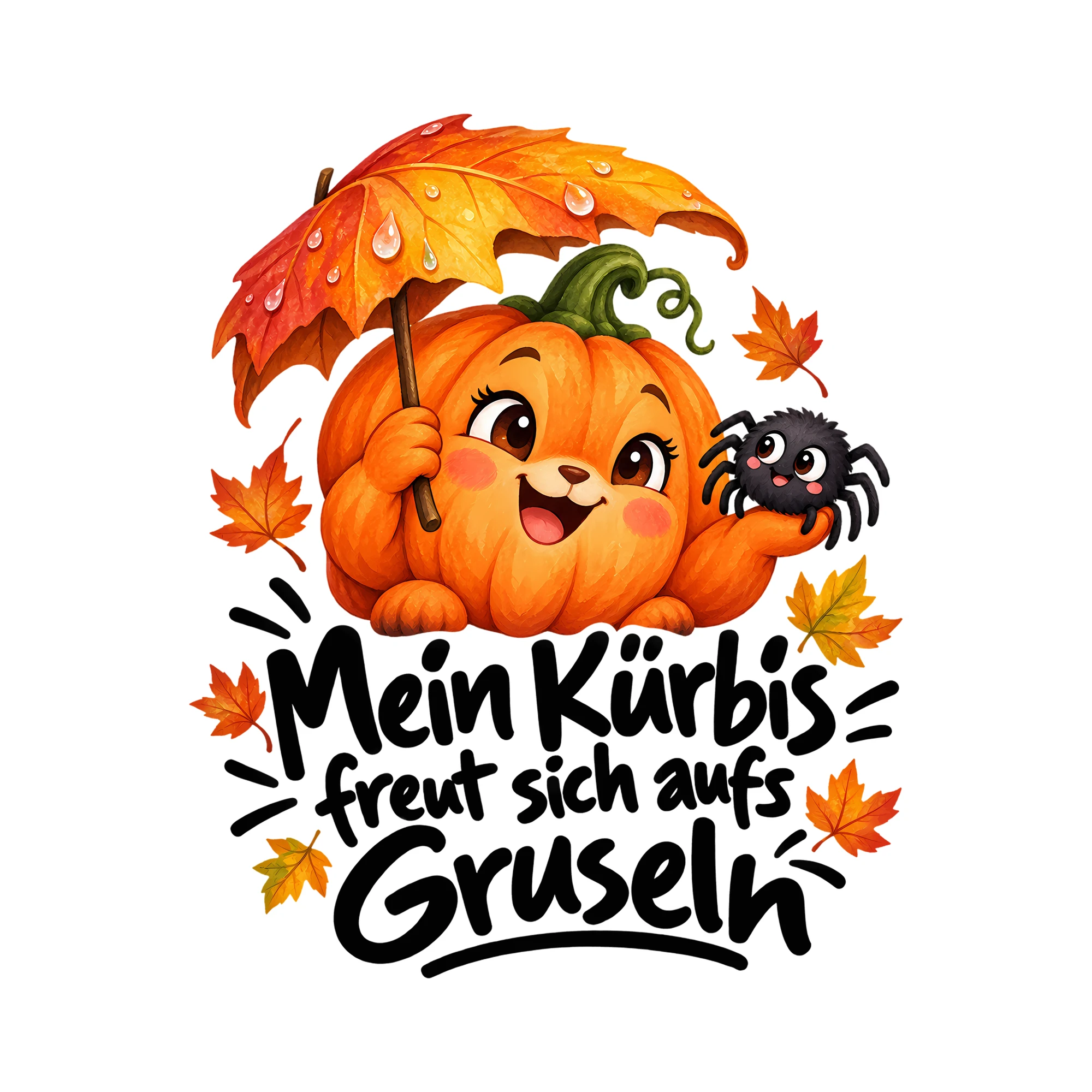 Bügelbild Mein Kürbis freut sich aufs Gruseln als Grafik auf weißem Hintergrund (BB012661)