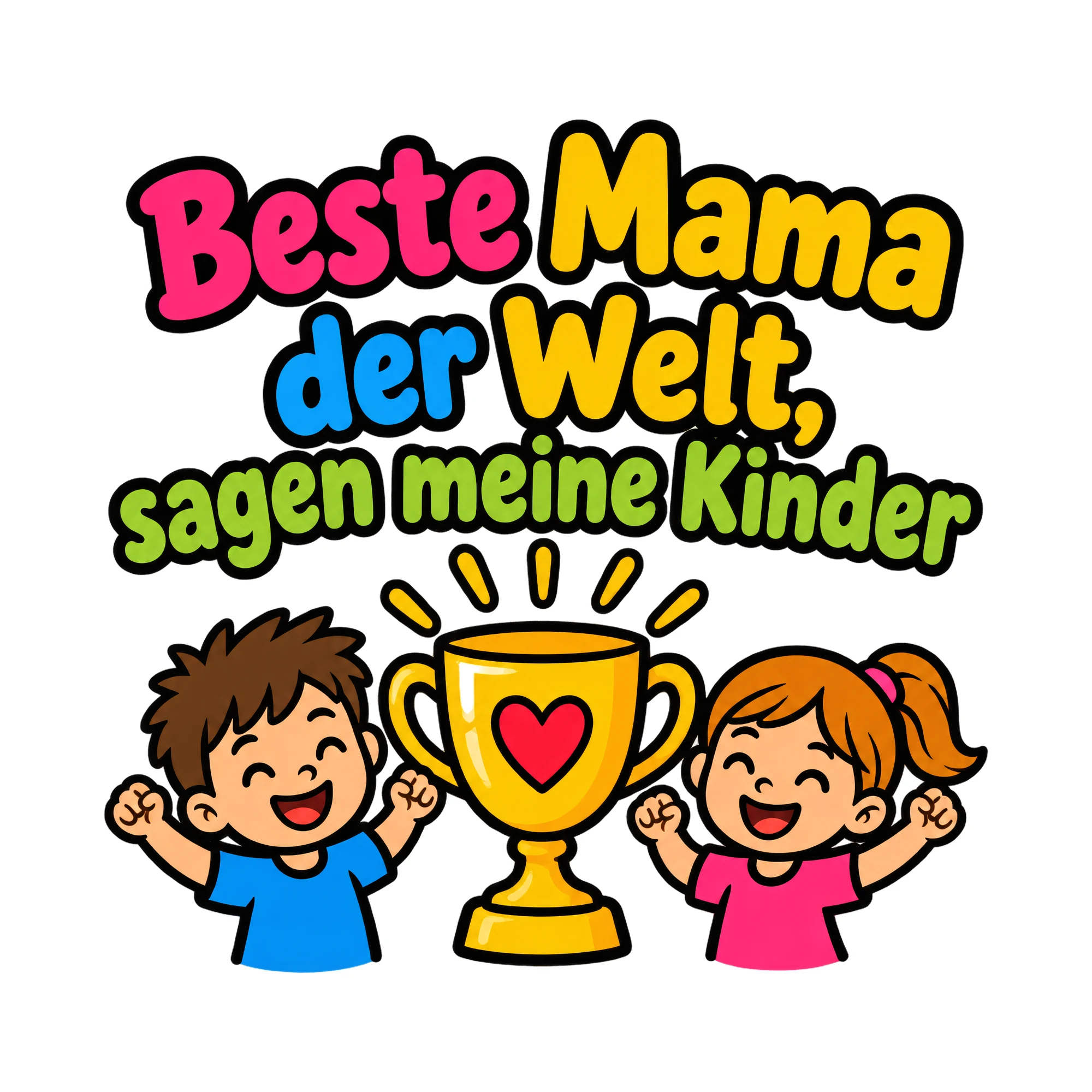 Bügelbild Beste Mama der Welt, sagen meine Kinder als Grafik auf weißem Hintergrund (BB019191)