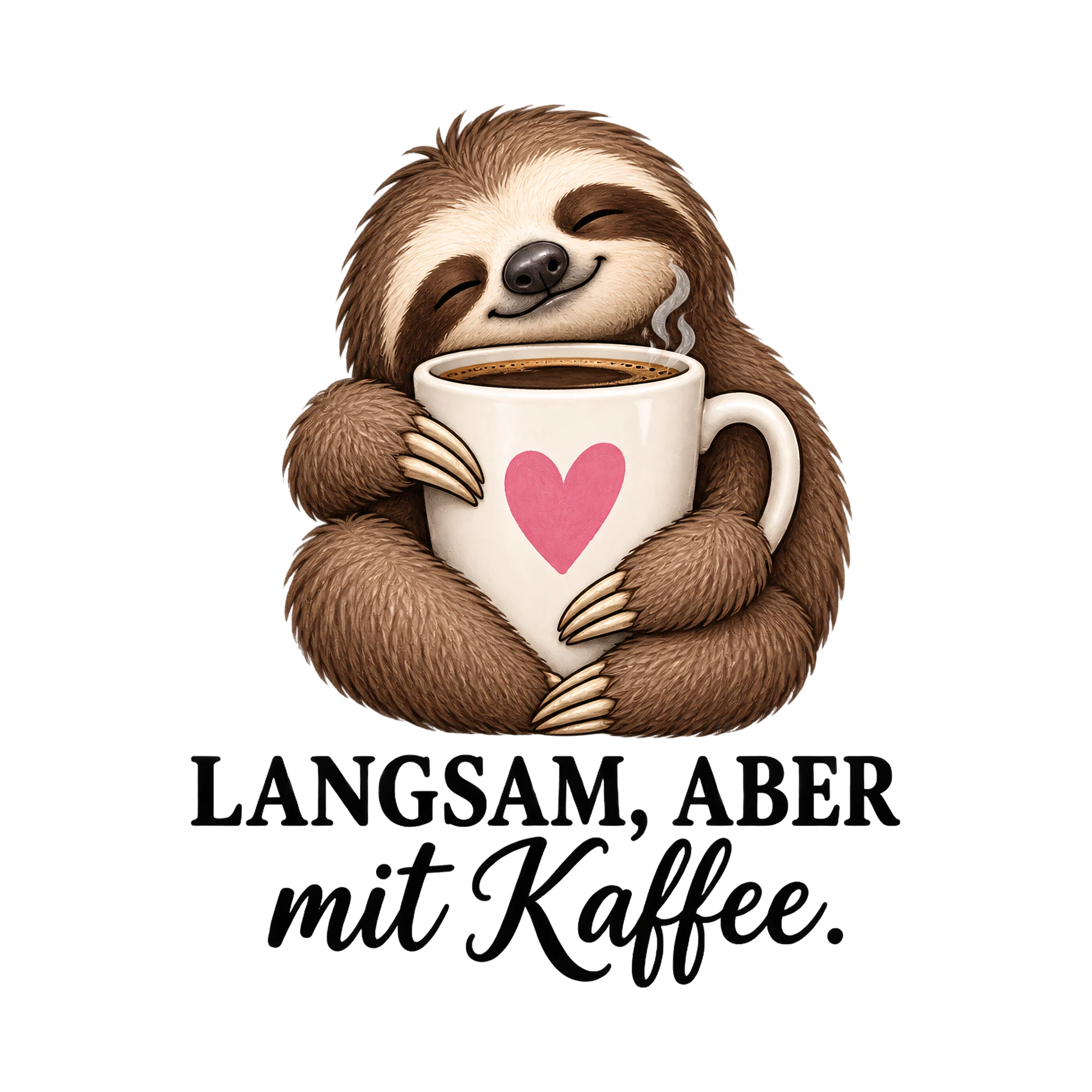 Bügelbild Kaffee macht glücklich als Grafik auf weißem Hintergrund (BB012090)