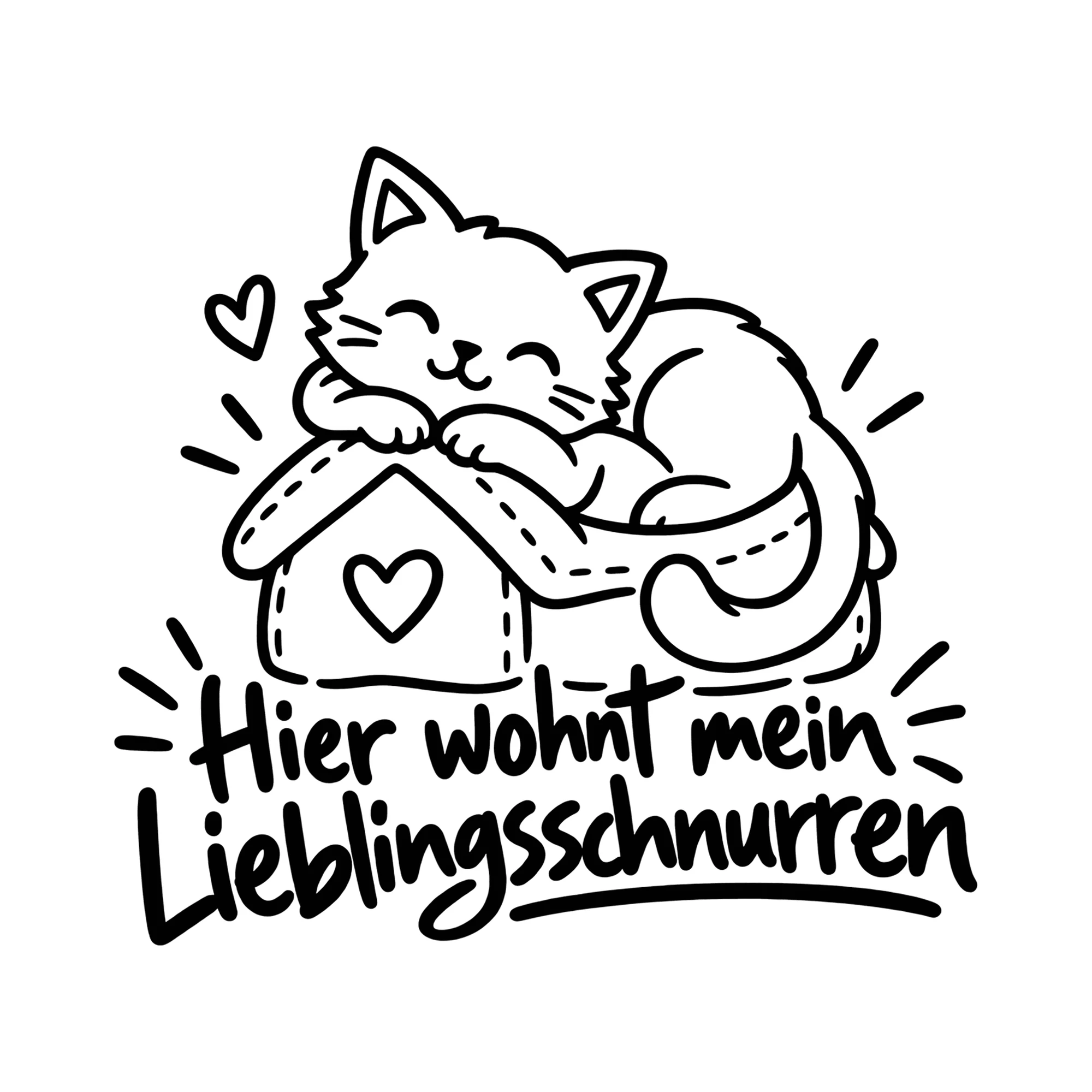 Bügelbild Hier wohnt mein Lieblingsschnurren als Grafik auf weißem Hintergrund (BB014559)