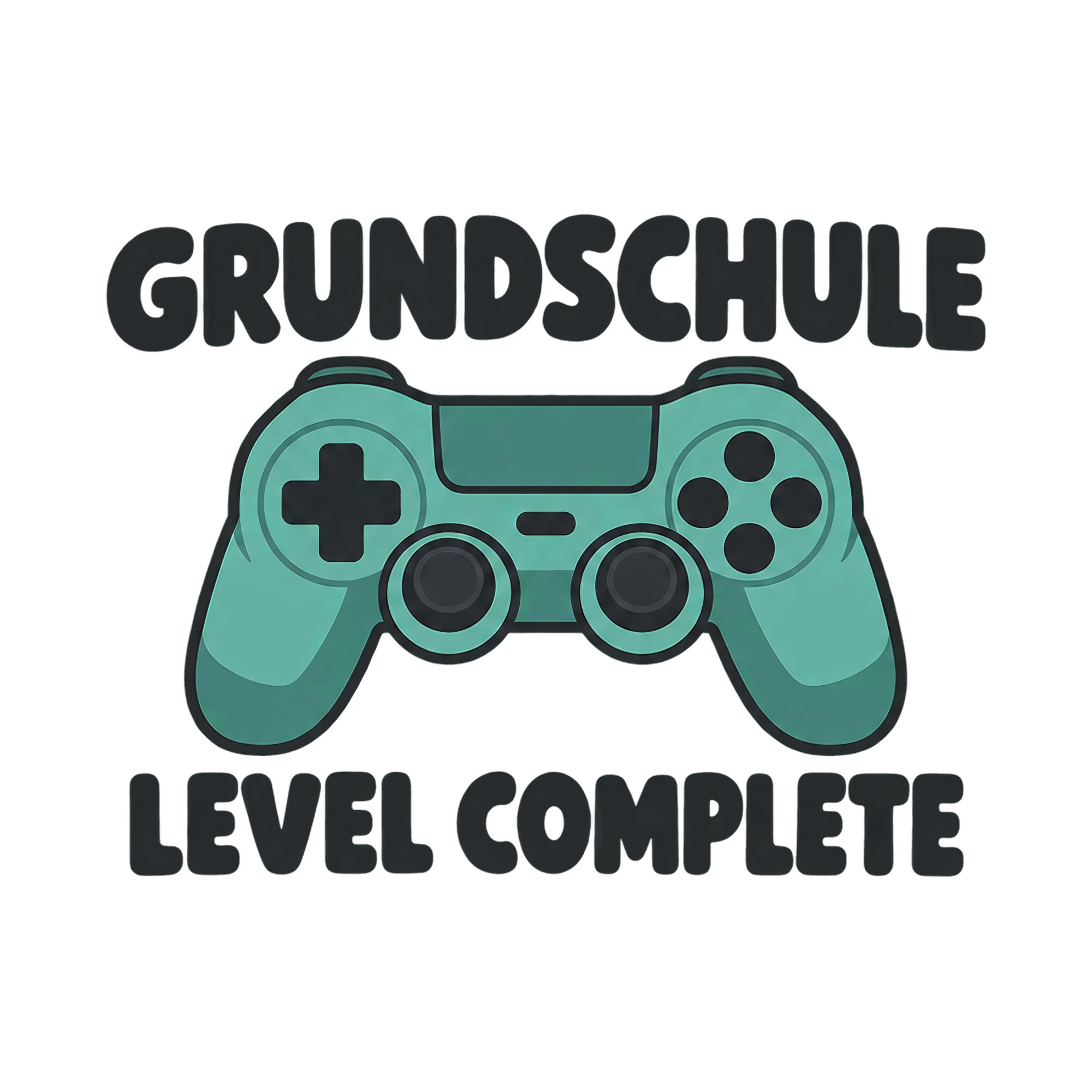 Bügelbild Grundschule Level Complete, Lustiger Shirt Spruch als Grafik auf weißem Hintergrund (BB017935)