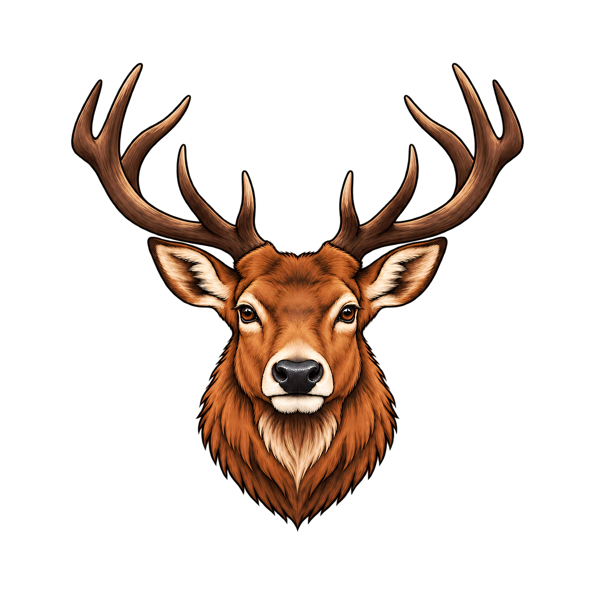 Bügelbild Hirsch Dunkles Geweih | Tiere Shirt Motiv als Grafik auf weißem Hintergrund (BB016122)