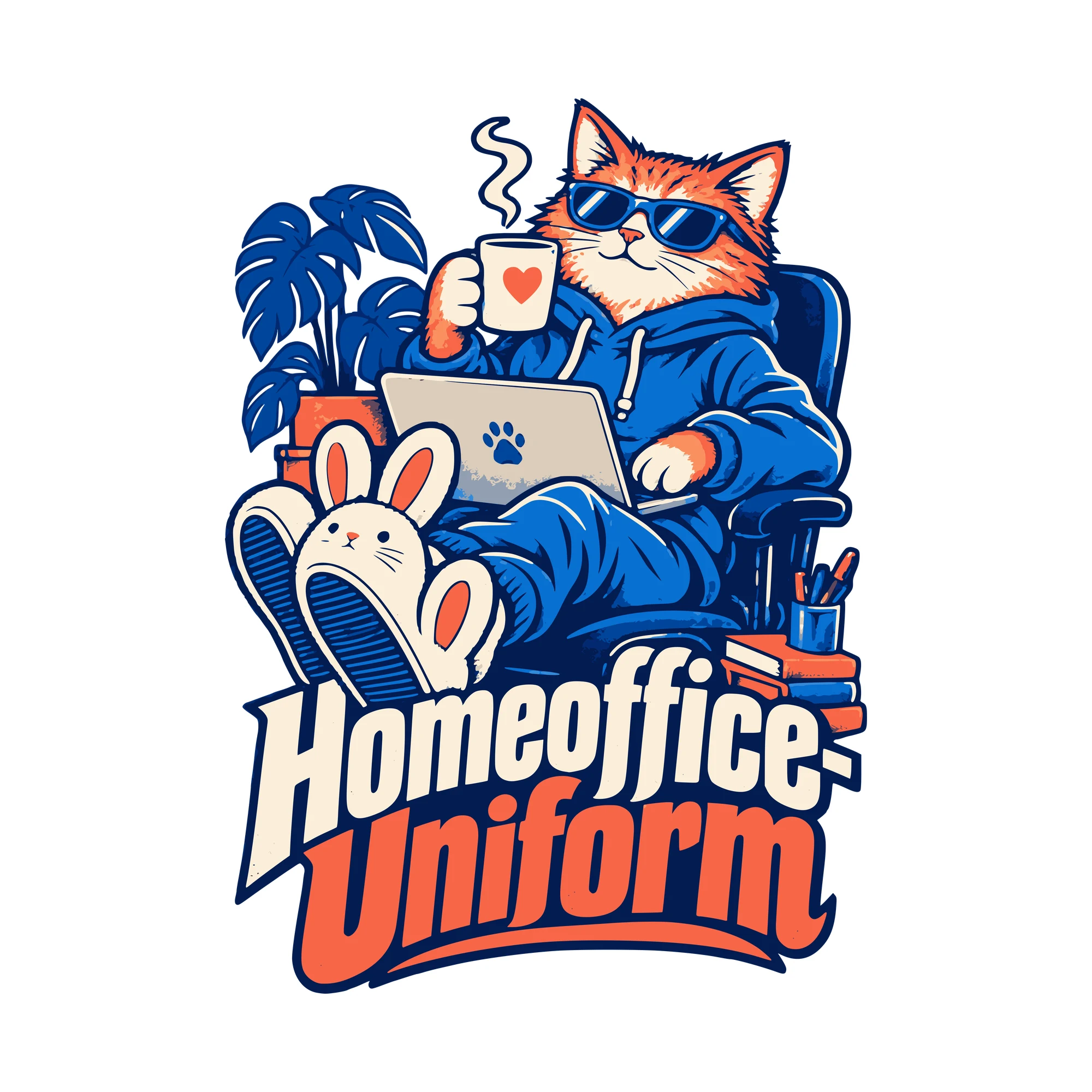 Bügelbild Homeoffice-Uniform als Grafik auf weißem Hintergrund (BB011291)