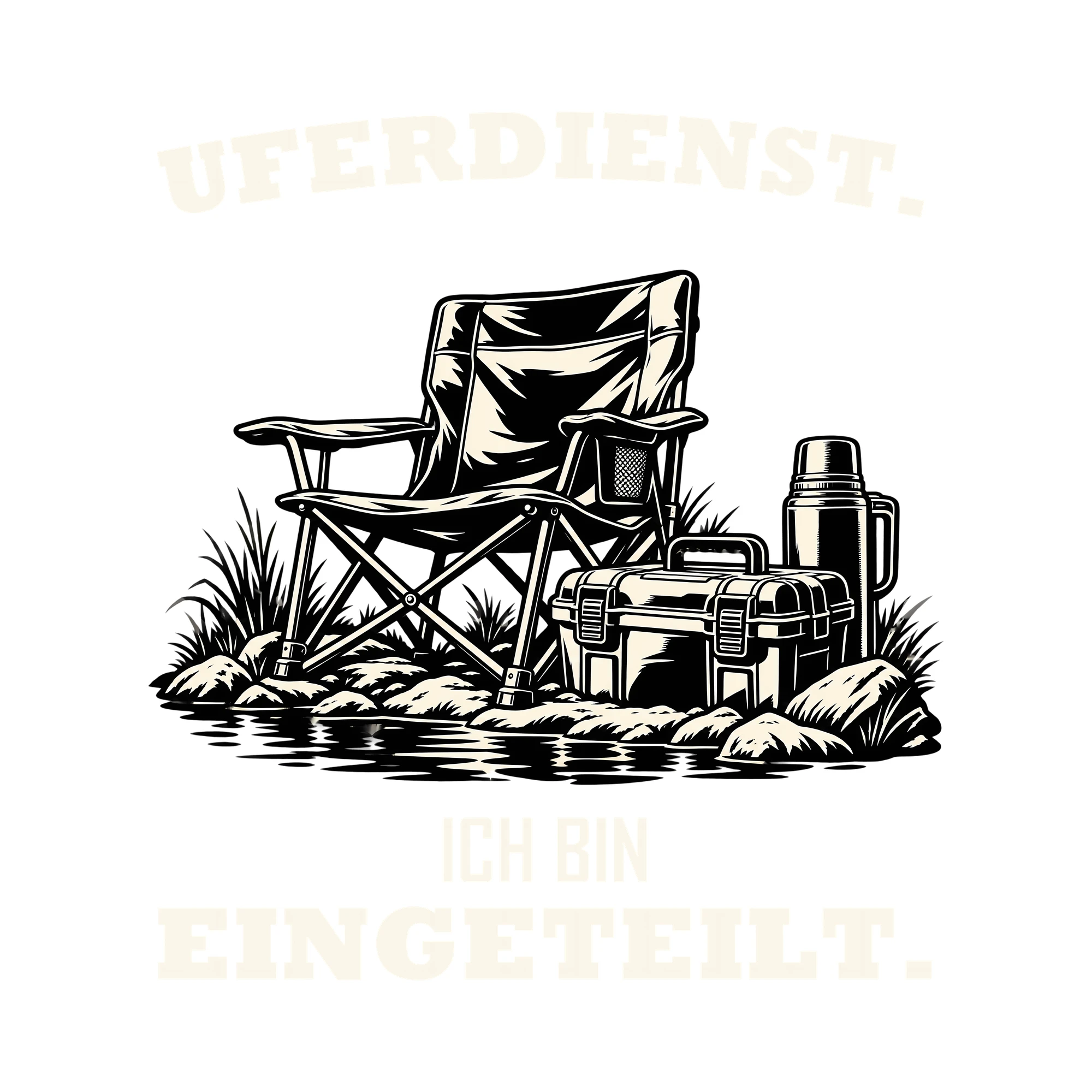 Bügelbild UFERDIENST. ICH BIN EINGETEILT. als Grafik auf weißem Hintergrund (BB012776)