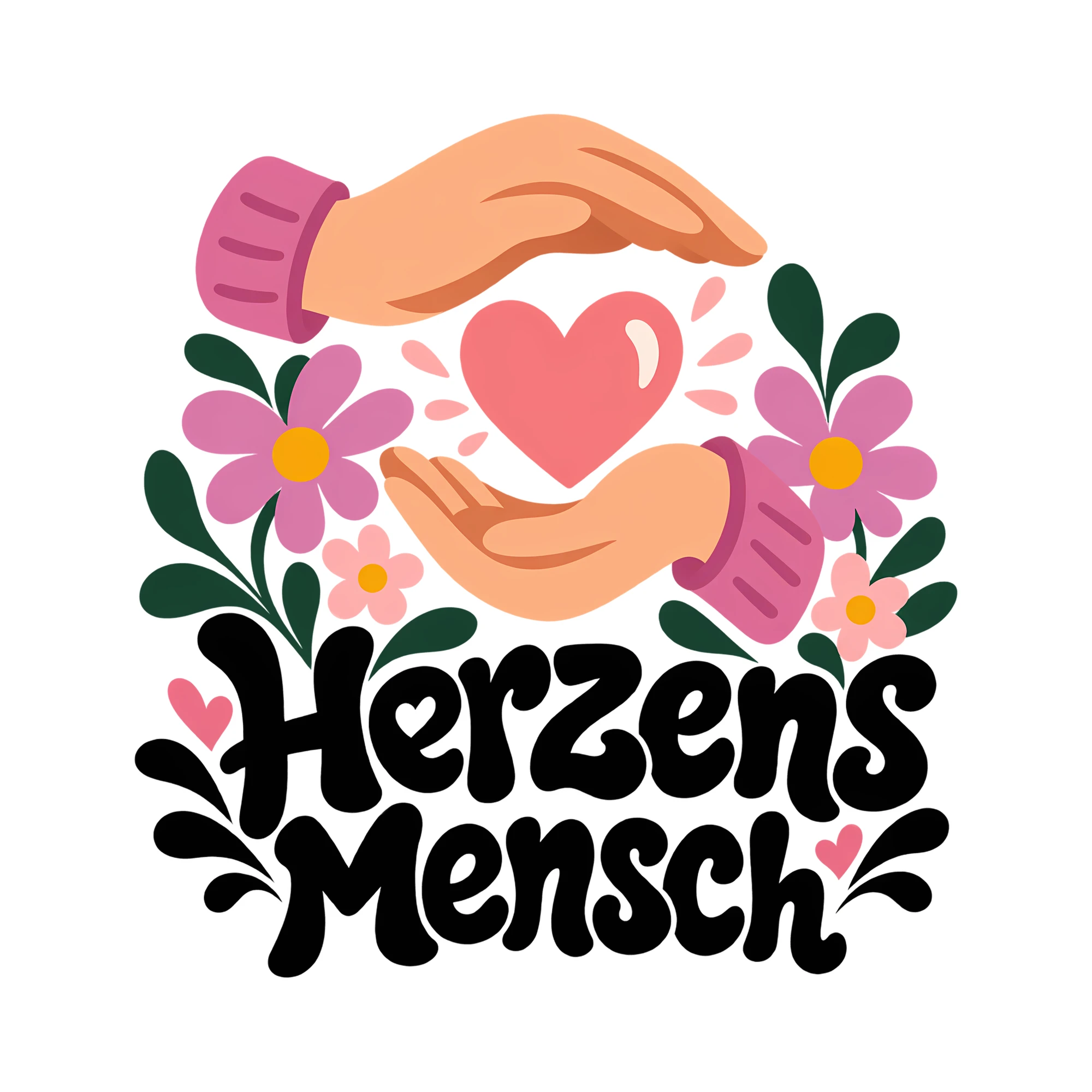 Bügelbild Herzensmensch als Grafik auf weißem Hintergrund (BB011597)