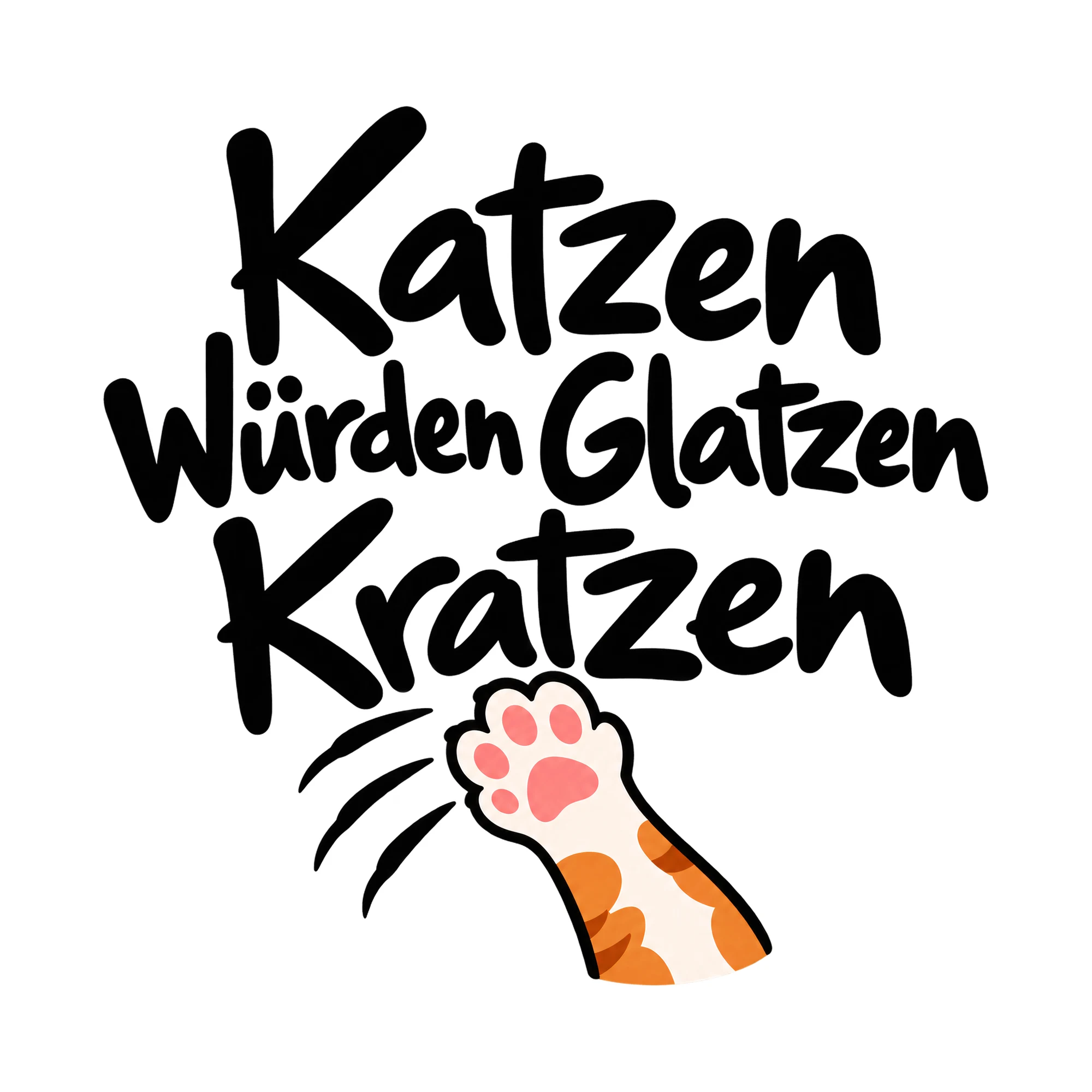 Bügelbild Katzen Würden Glatzen Kratzen, Tiere Shirt Spruch als Grafik auf weißem Hintergrund (BB016191)