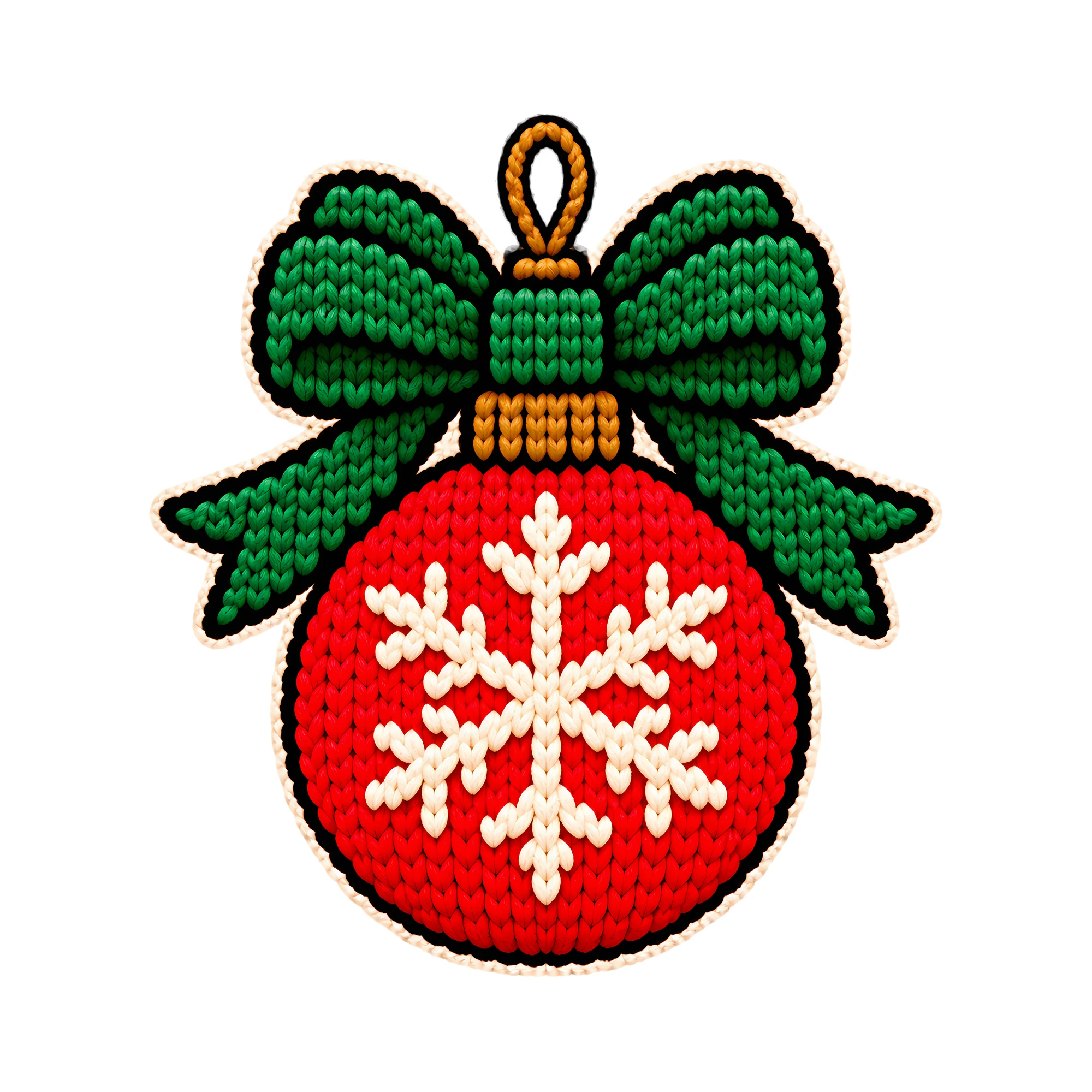 Bügelbild Weihnachtskugel mit Schleife als Grafik auf weißem Hintergrund (BB011420)