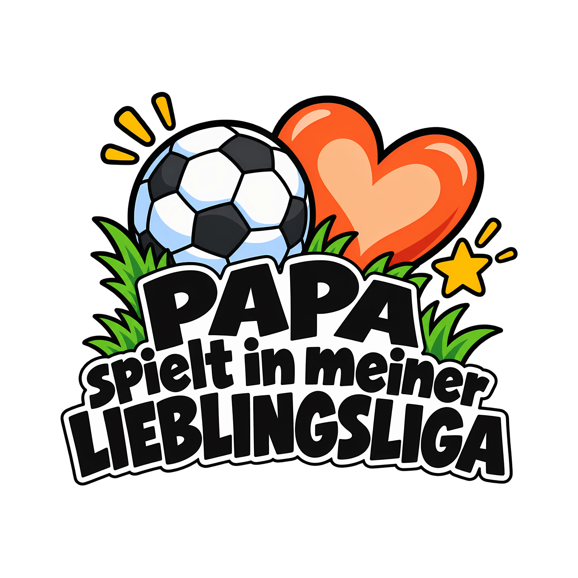 Bügelbild PAPA spielt in meiner LIEBLINGSLIGA als Grafik auf weißem Hintergrund (BB012407)