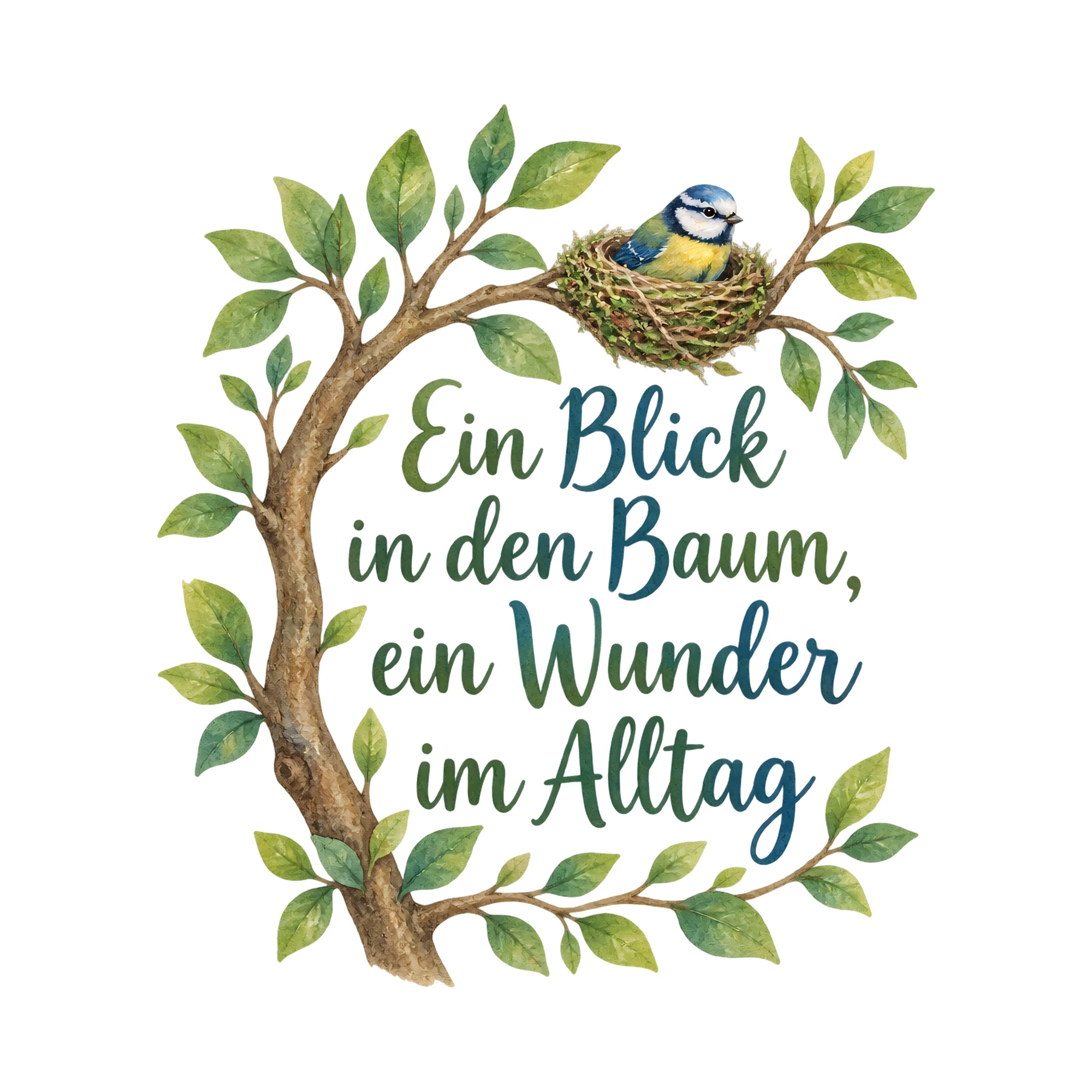 Bügelbild Ein Blick in den Baum, ein Wunder im Alltag als Grafik auf weißem Hintergrund (BB019389)