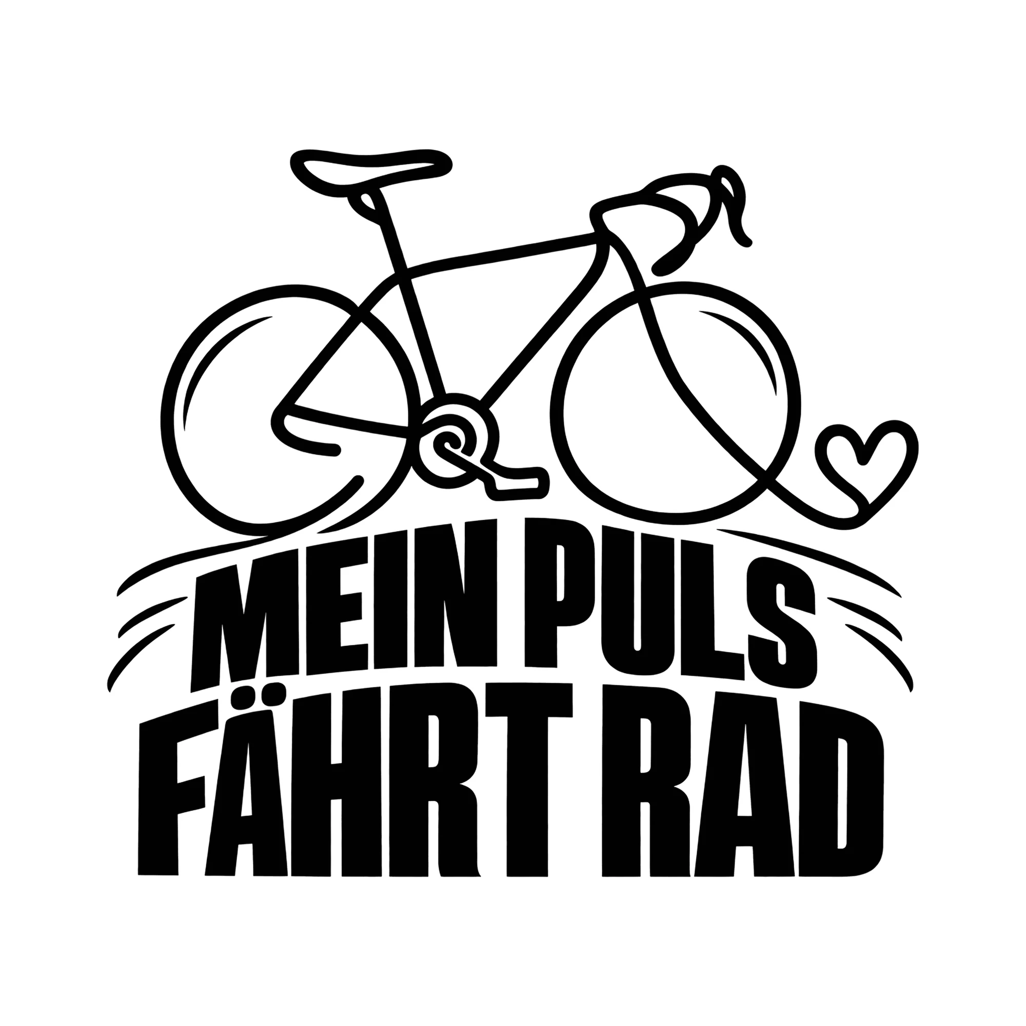 Bügelbild MEIN PULS FÄHRT RAD als Grafik auf weißem Hintergrund (BB013768)