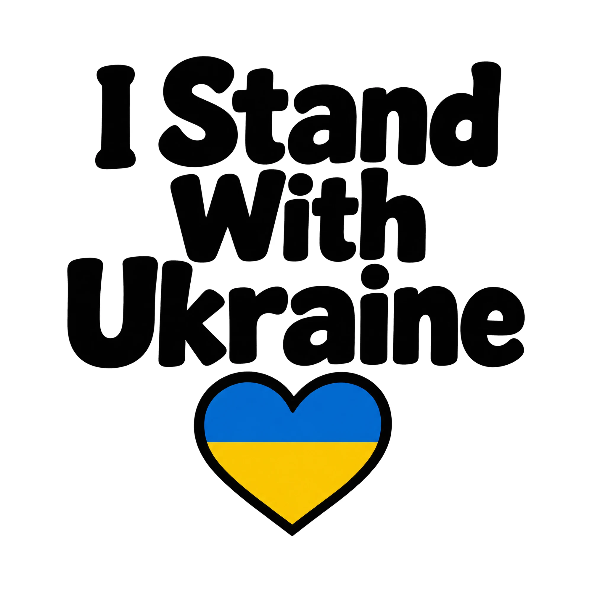 Bügelbild I Stand With Ukraine als Grafik auf weißem Hintergrund (BB015410)