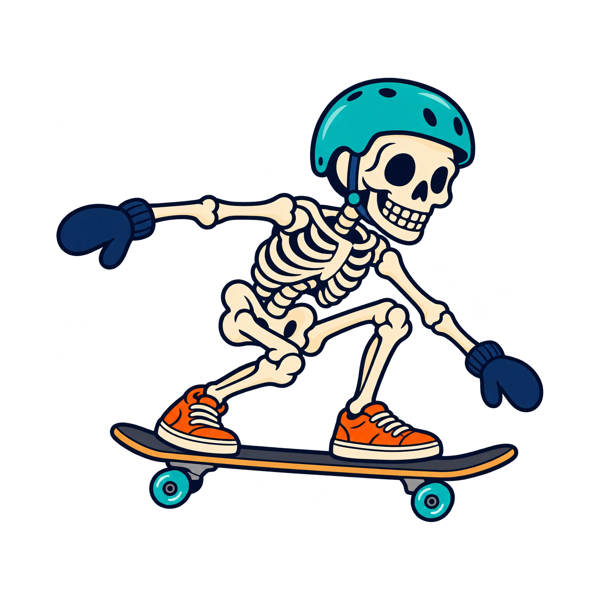 Bügelbild Skeleton Skateboarding, Lustiger Shirt Motiv als Grafik auf weißem Hintergrund (BB015611)
