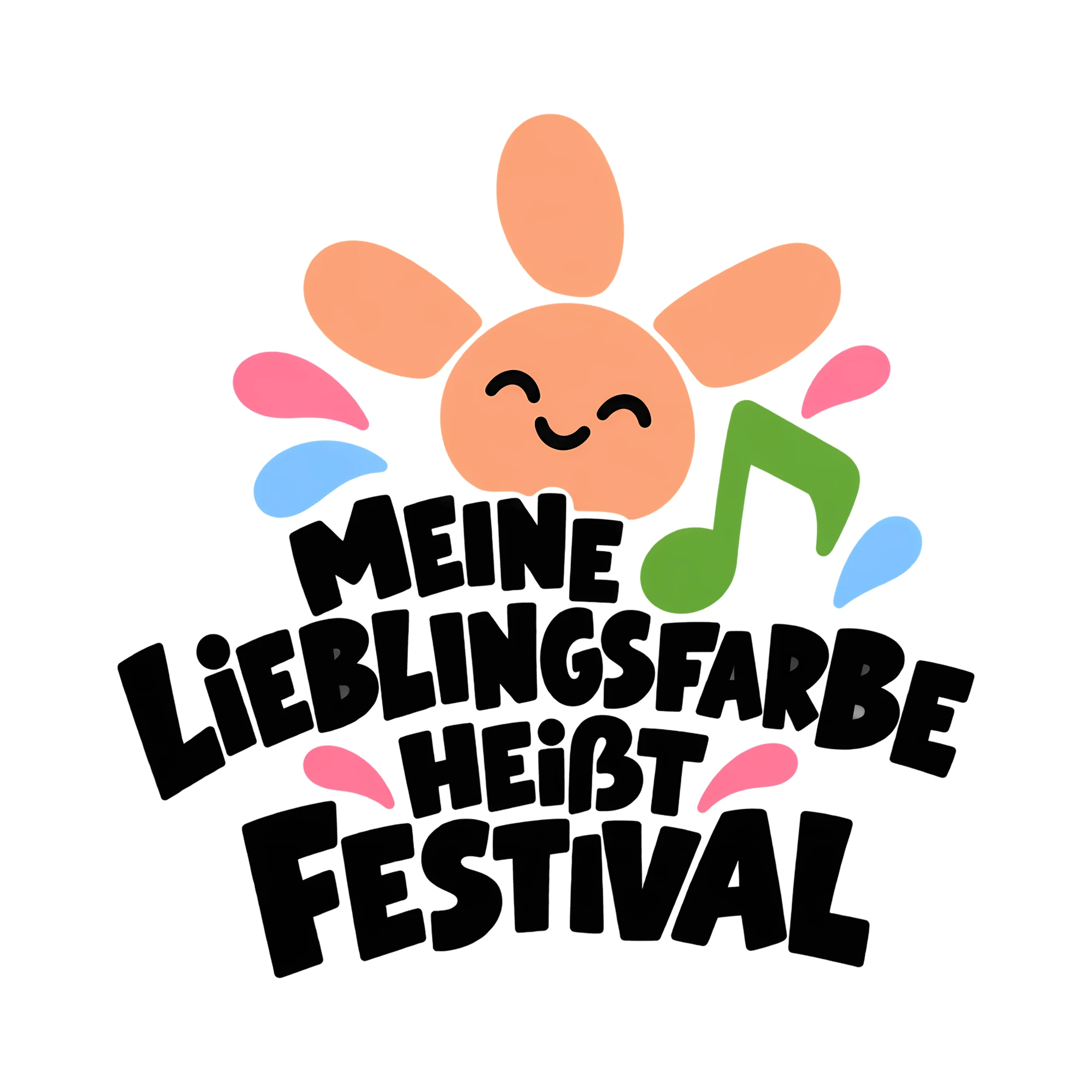 Bügelbild MEINE LIEBLINGSFARBE HEIßT FESTIVAL als Grafik auf weißem Hintergrund (BB012969)