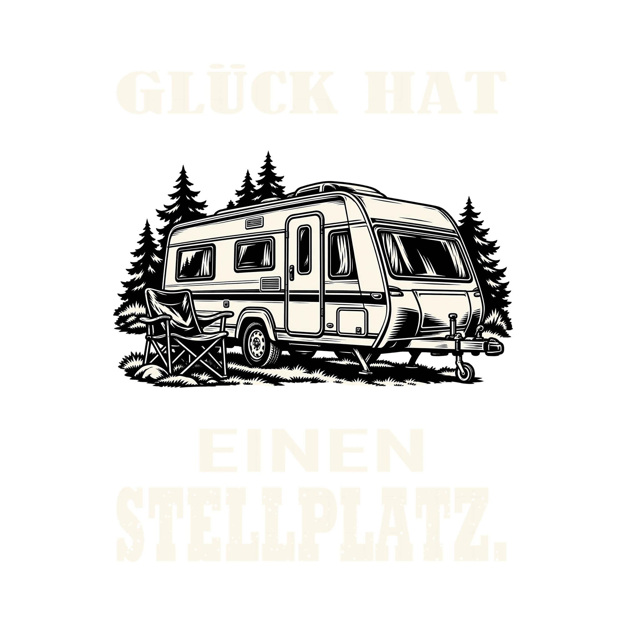 Bügelbild GLÜCK HAT EINEN STELLPLATZ. als Grafik auf weißem Hintergrund (BB012680)
