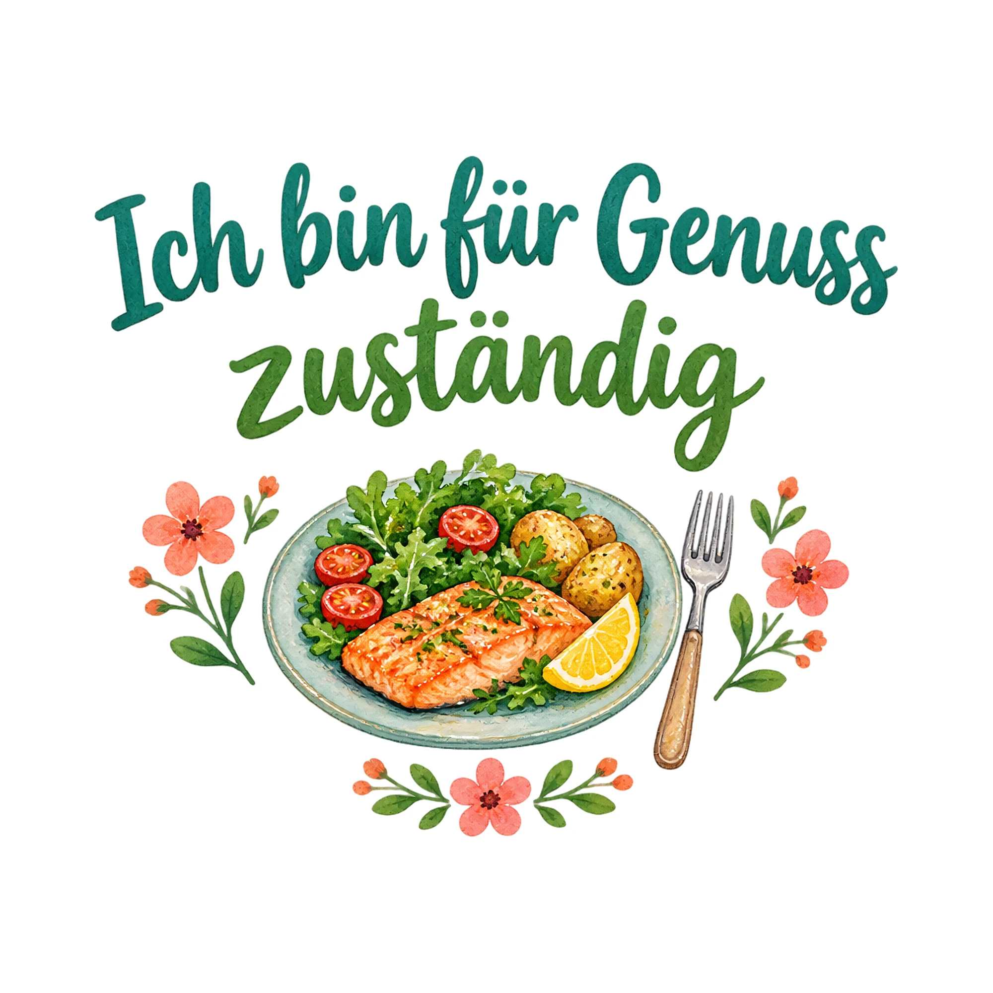 Bügelbild Ich bin für Genuss zuständig, Beruf Shirt Spruch als Grafik auf weißem Hintergrund (BB020274)